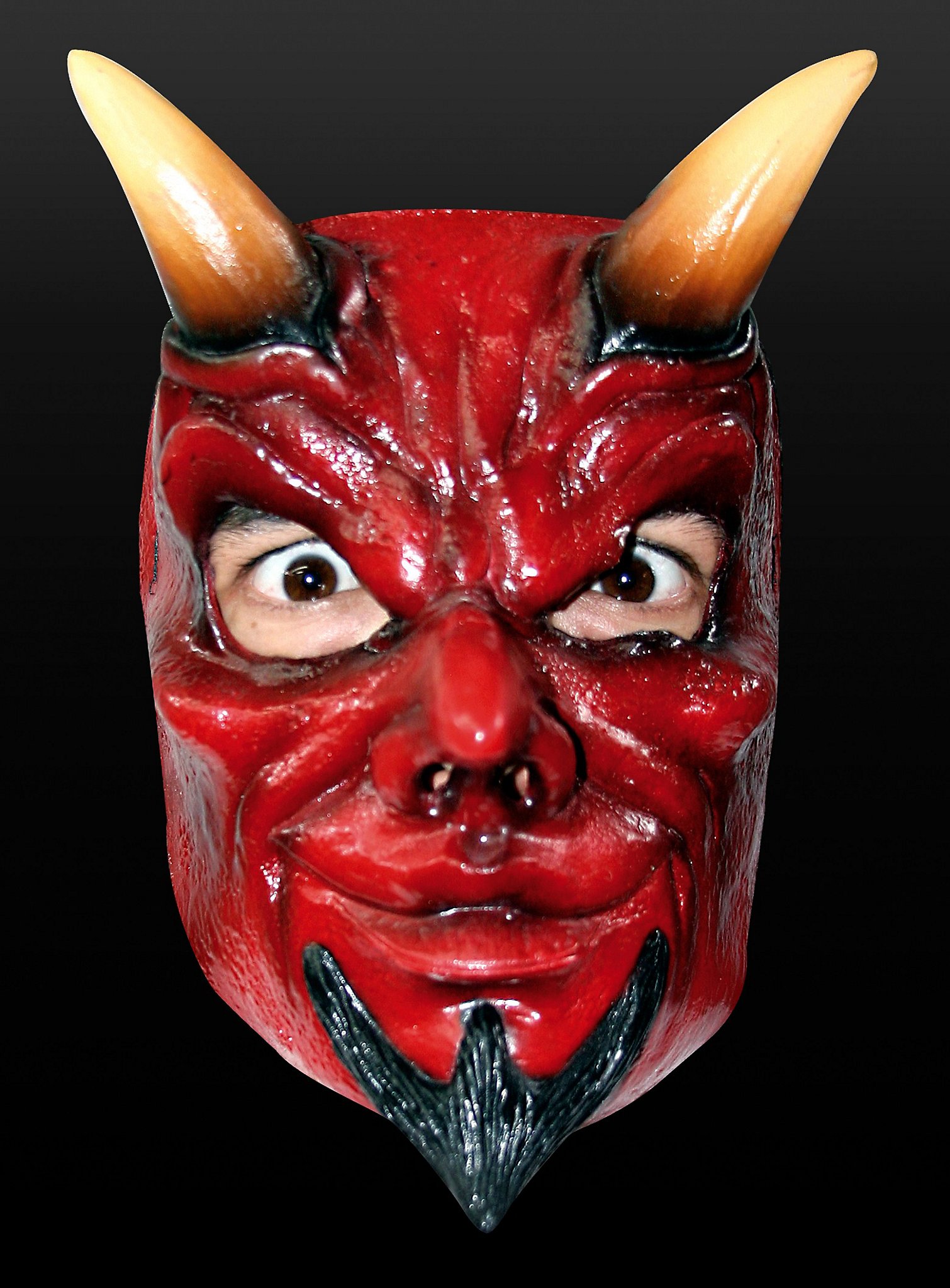 Teufelsmaske aus Latex | Halloween Maske für Männer | Größe: | Farbe: Rot