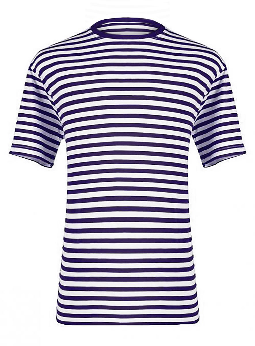 Camiseta De Rayas Manga Corta Azul-Blanco Para Hombres – Apta Para Uso Diario