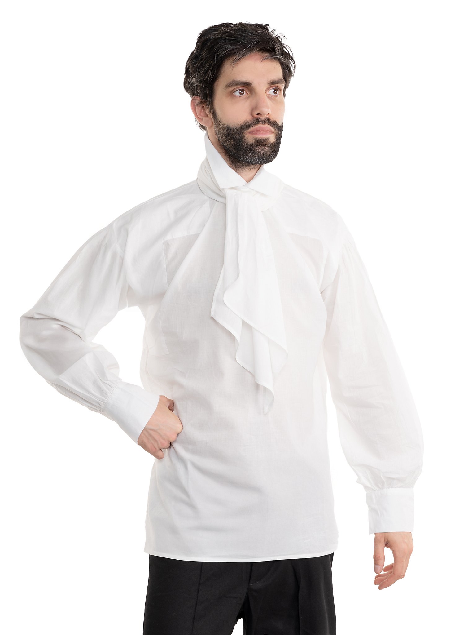 Hemd & Krawatte - Ichabod Crane | Piratenkostüm für Männer | Größe: L-XL | Farbe: Weiß