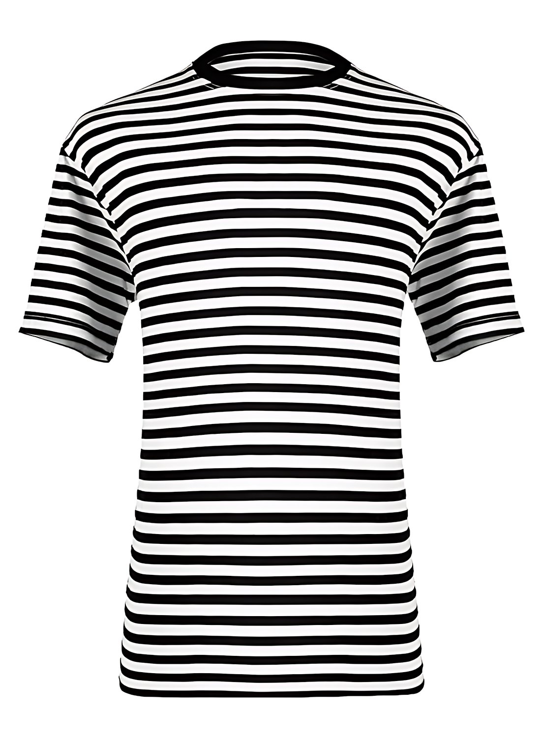 Camiseta De Rayas Manga Corta Para Hombres Negro-Blanco – Apta Para Uso Diario