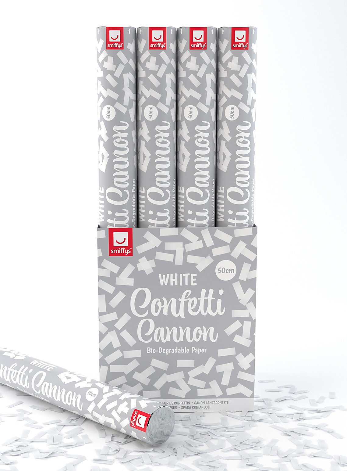 cannone di coriandoli bianco - biodegradabile