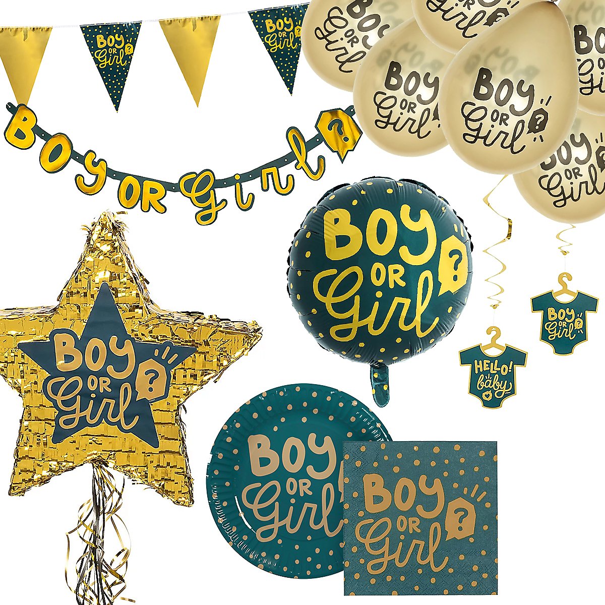 Baby party decoration set Suprise 30 pieces for 6 persons