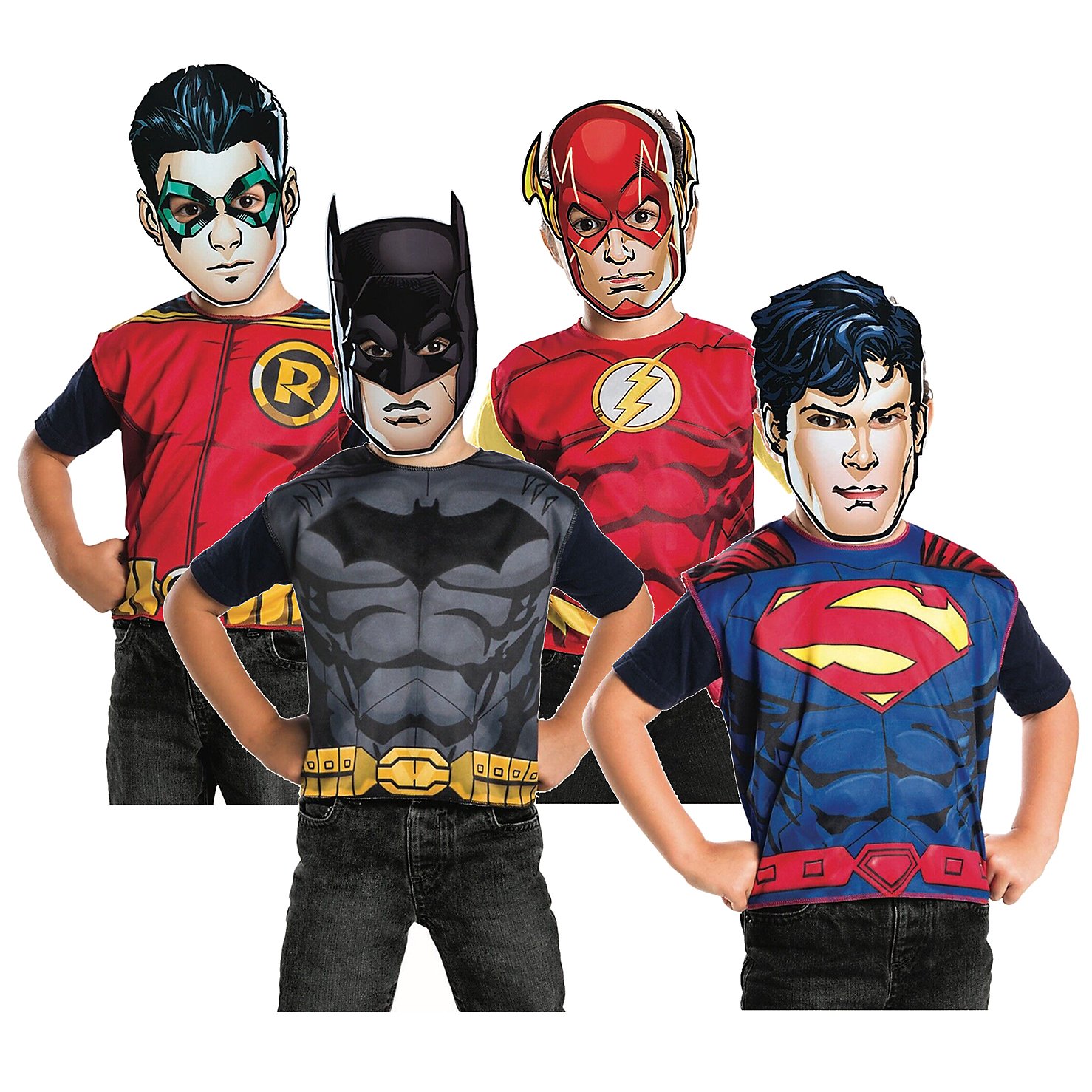 DC Superheroes Party Pack for Boys - 4 Kids Costumes