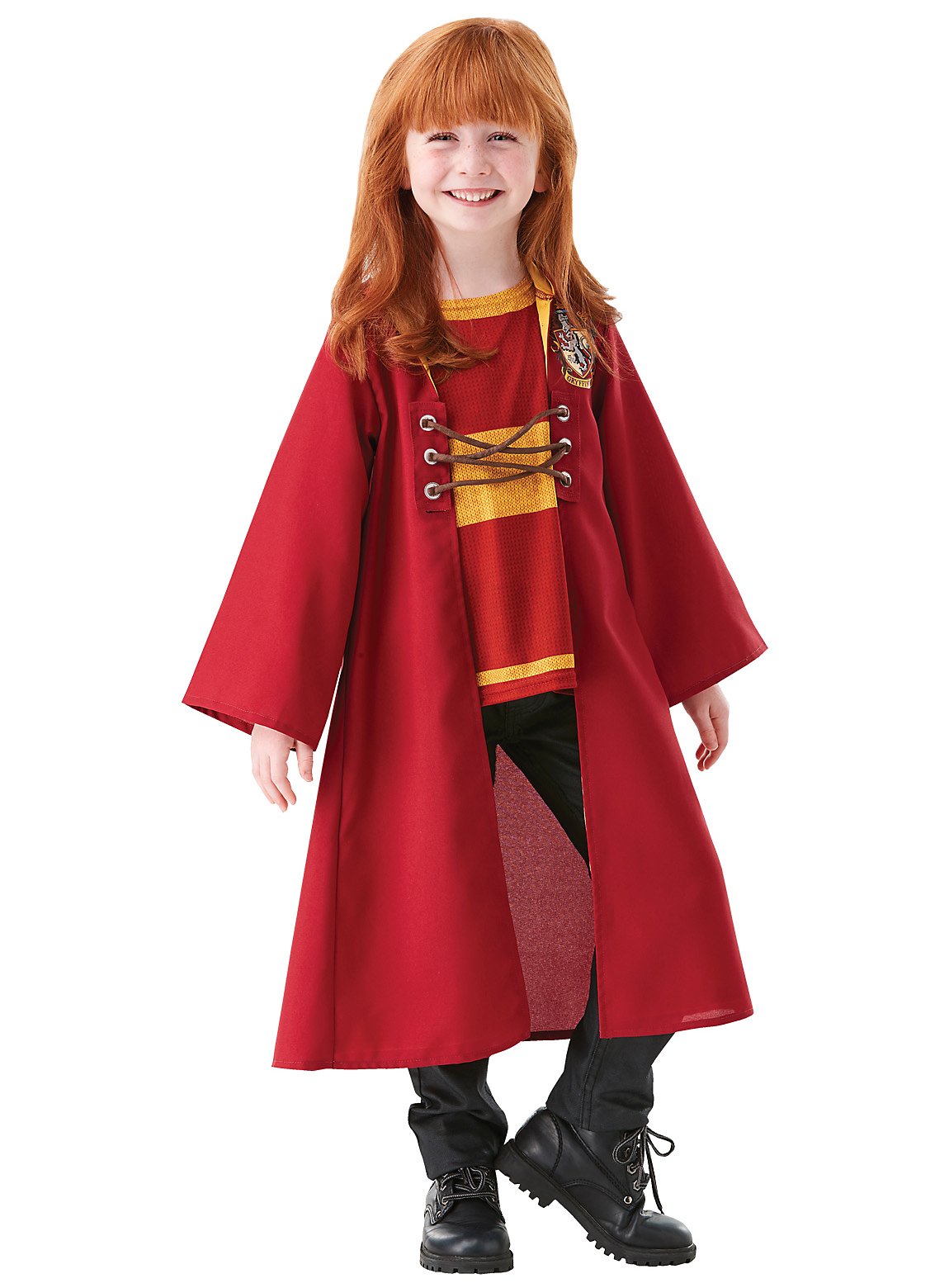 Harry Potter Gryffindor Quidditch Robe für Kinder | Halloween Kostüm für Mädchen | Größe: 128 | Farbe: Rot