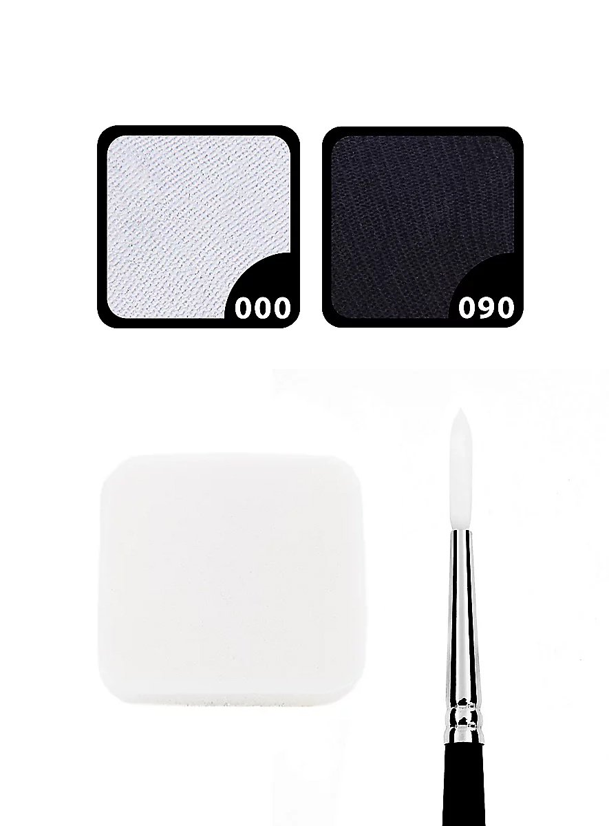 Aqua make-up set black and white with sponge and brush