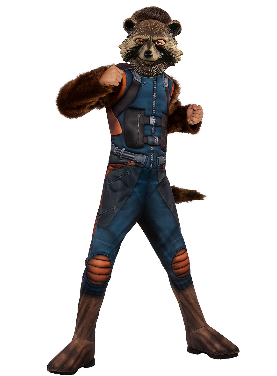 Avengers Endgame - Rocket Raccoon Kostüm für Kinder Deluxe | Superhelden Kostüm für Kinder | Größe: 104 | Farbe: Braun
