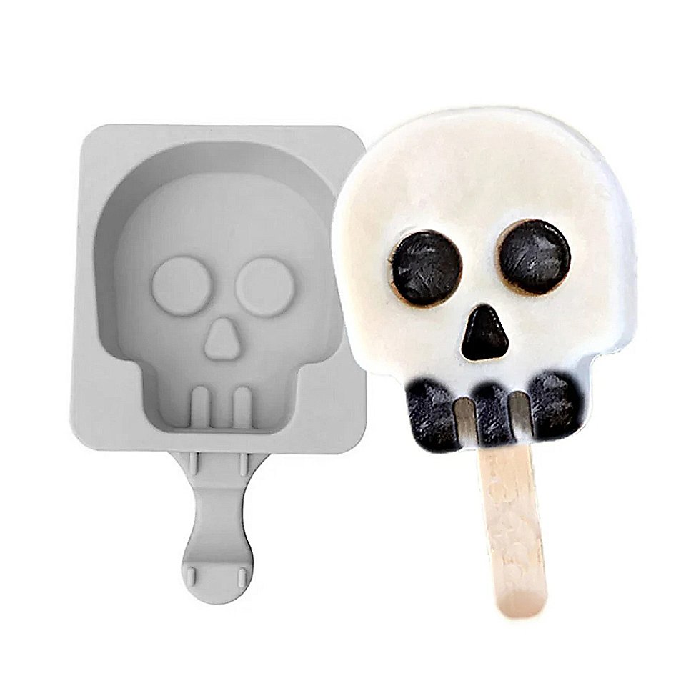 Totenkopf Silikonform für Eis am Stiel