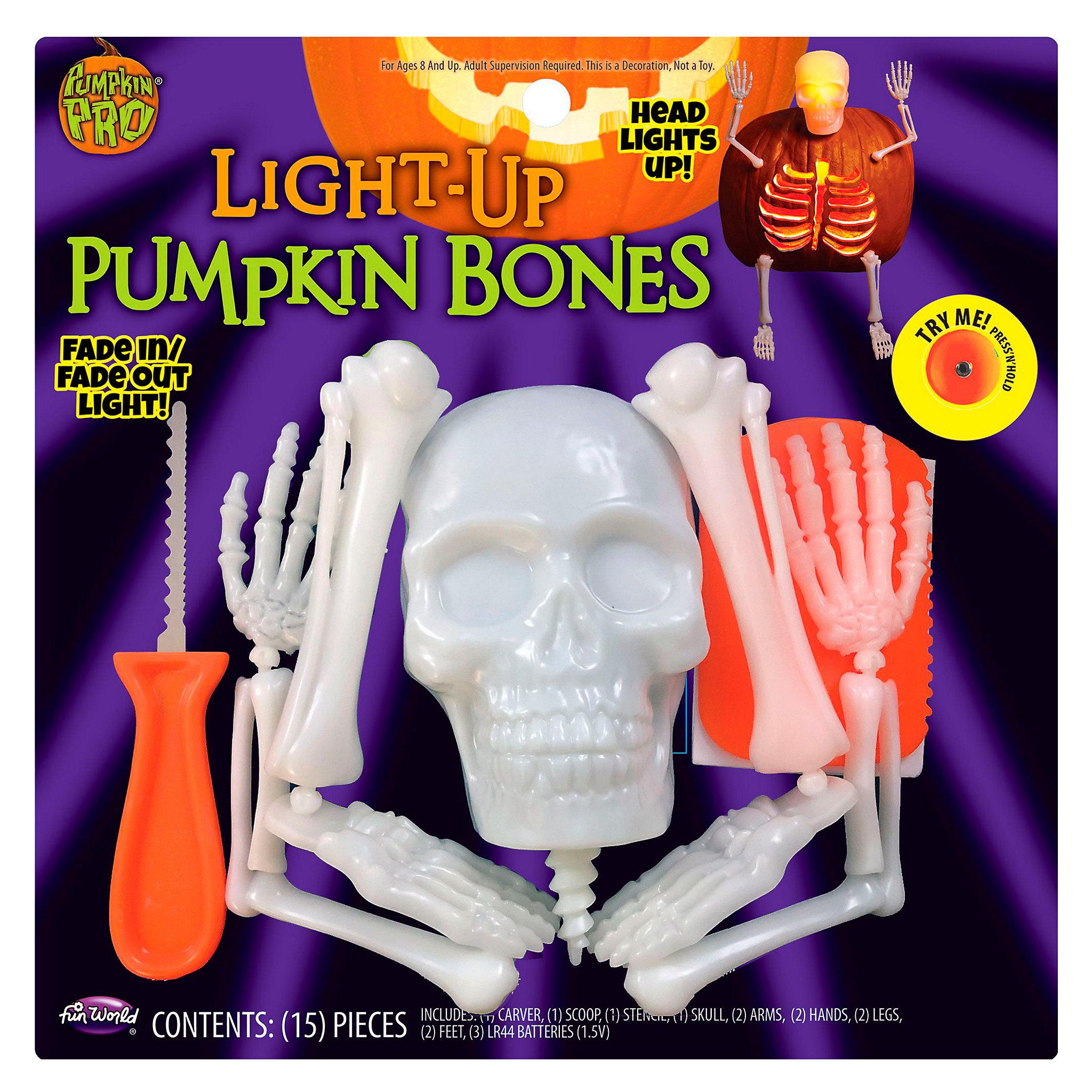 Scheletro illuminato per la zucca di Halloween
