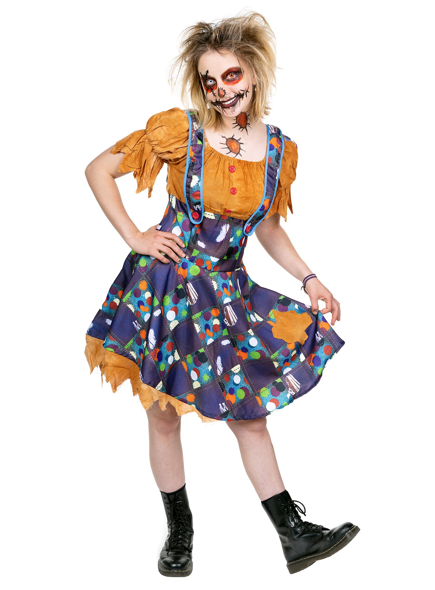 Vogelscheuche Kostüm für Damen | Zombie Kostüm für Damen | Größe: 40-42 | Farbe: Lila