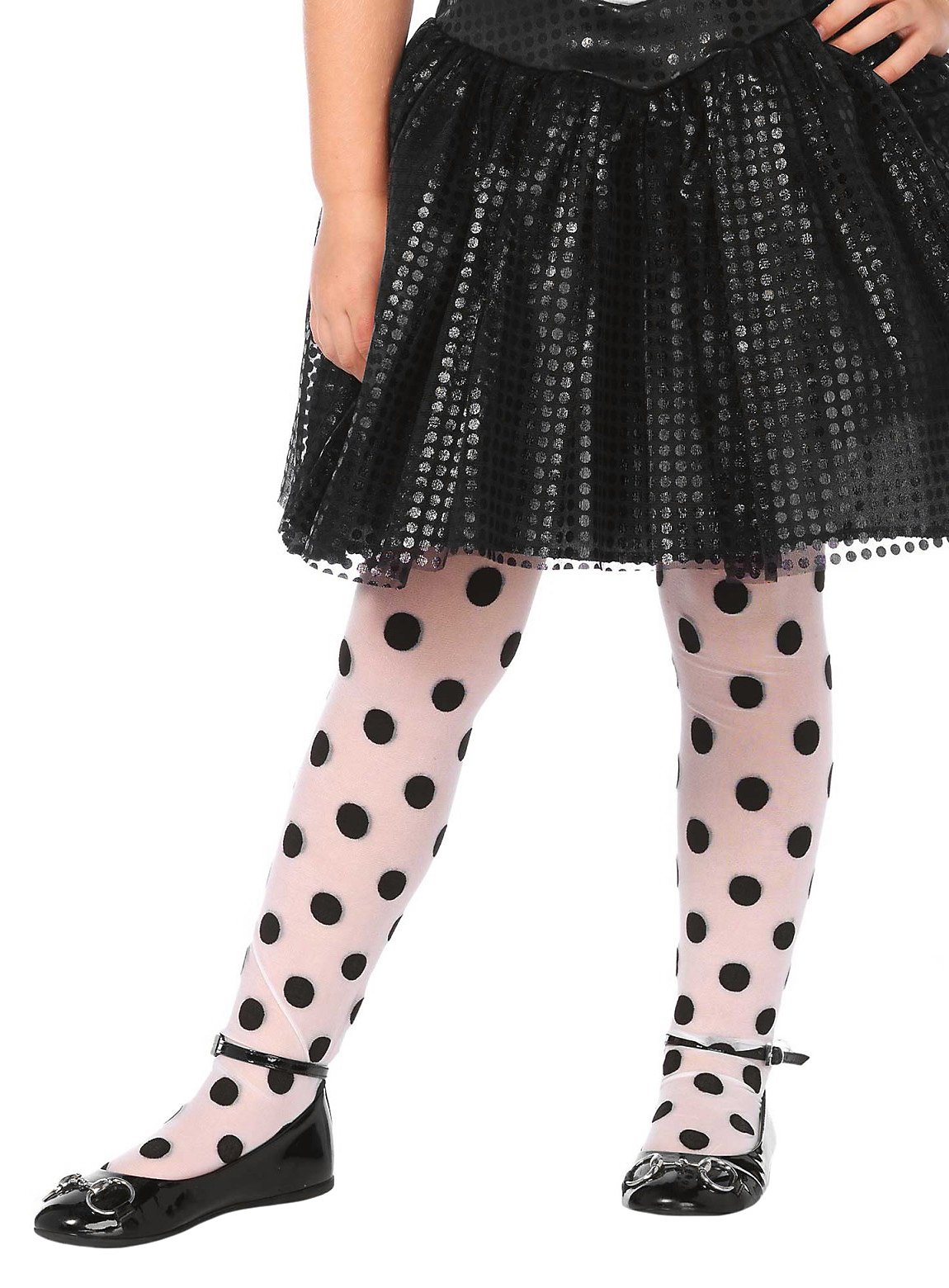 Zwart-wit gestippelde panty voor kinderen