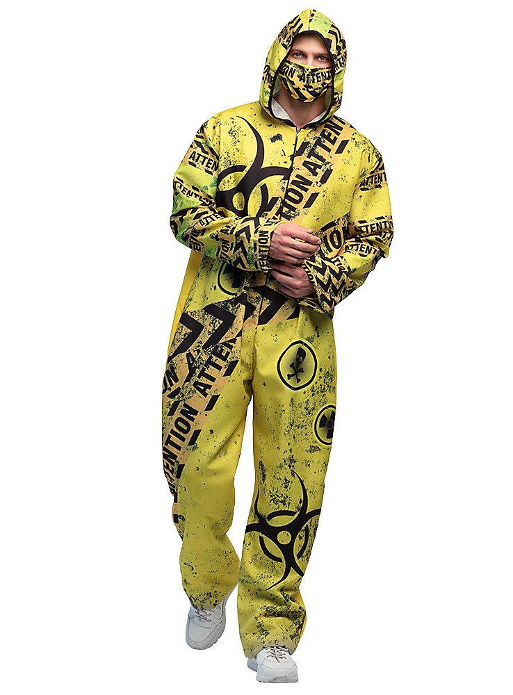 Apokalypse Schutzanzug Kostüm | Halloween Kostüm für Männer | Größe: 50-52 | Farbe: Gelb