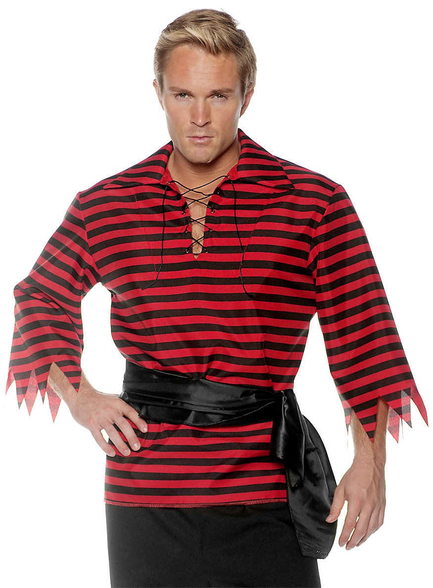 Piratenshirt zwart-rood gestreept