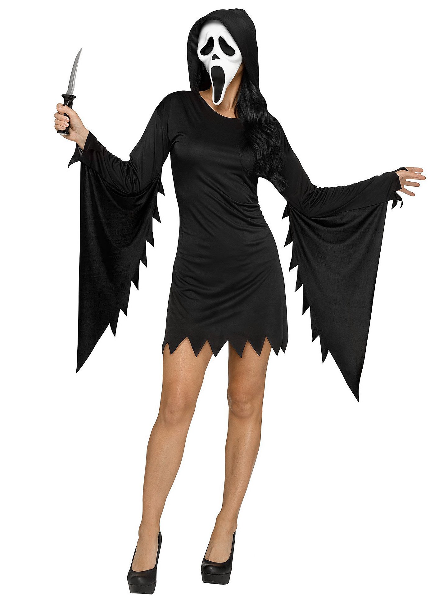 Scream - Ghostface Abendkleid | Halloween Kostüm für Damen | Größe: L | Farbe: Schwarz