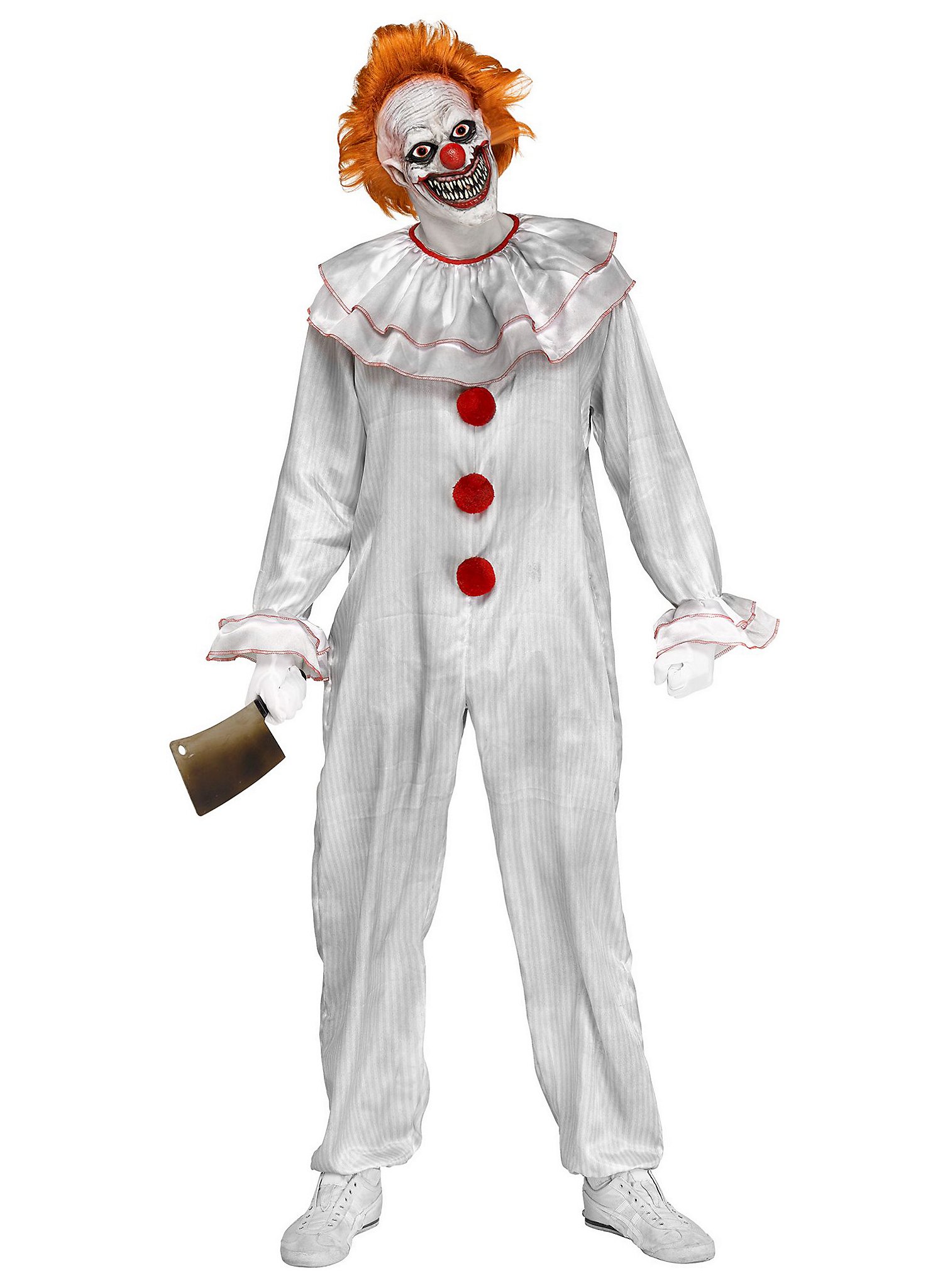 Clown-Es-ker Horrorclown Kostüm | Halloween Kostüm für Männer | Größe: M-L | Farbe: Weiß