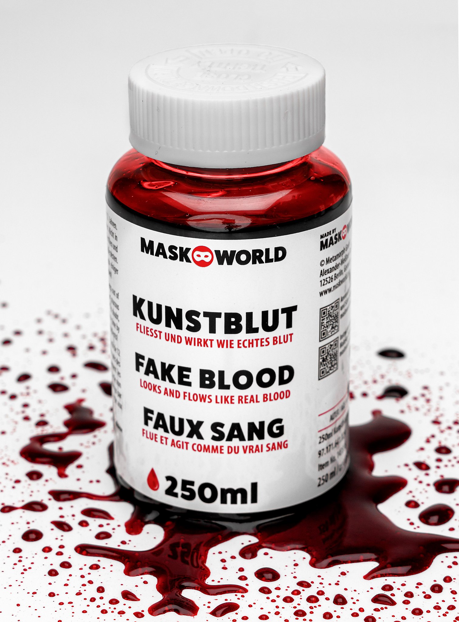 Kunstblut Flasche 250 ml – Filmblut | Halloween Make-up | Farbe: Rot