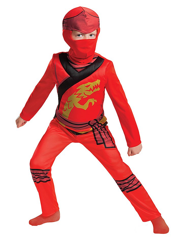 Lego Ninjago - Kai Basic Kostüm für Kinder | Halloween Kostüm für Kinder | Größe: 110-116 | Farbe: Rot