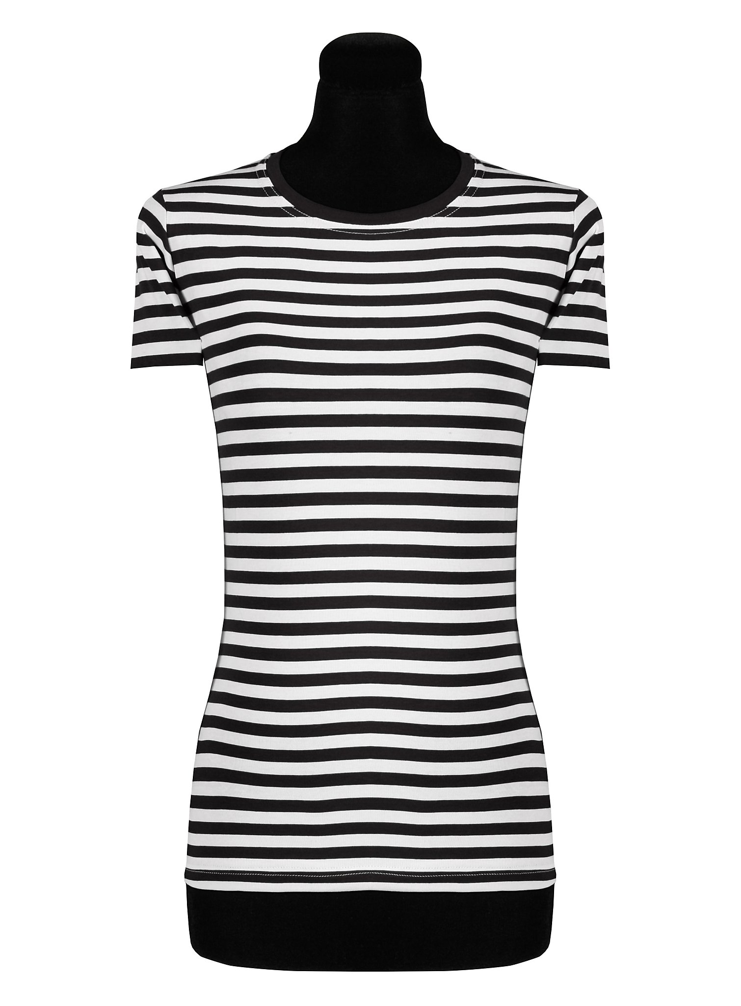 Camiseta De Rayas Manga Corta Para Mujer Negro-Blanco – Apta Para El Día A Día