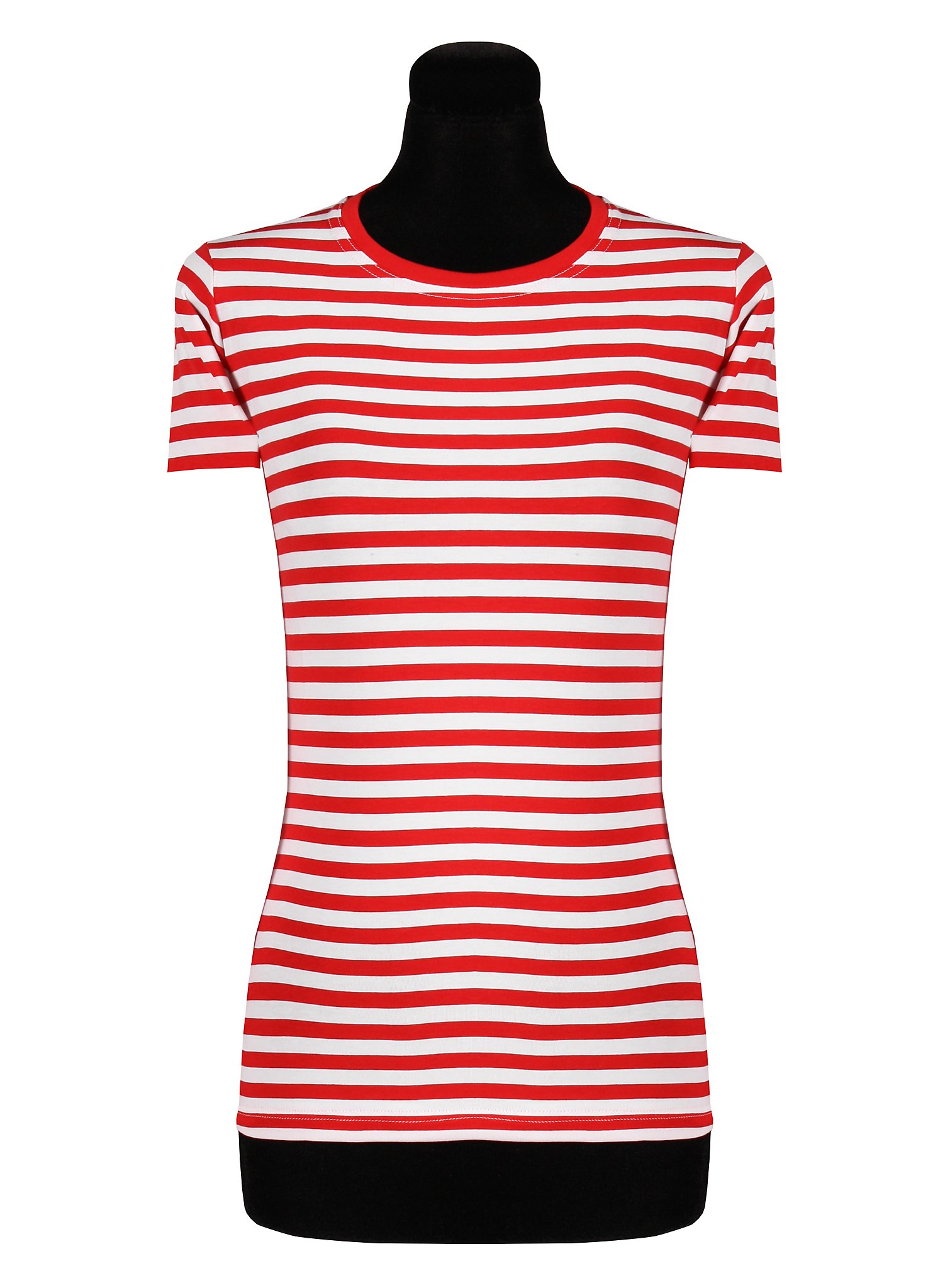 Camiseta De Rayas Manga Corta Roja Y Blanca Para Mujer – Apta Para El Día A Día