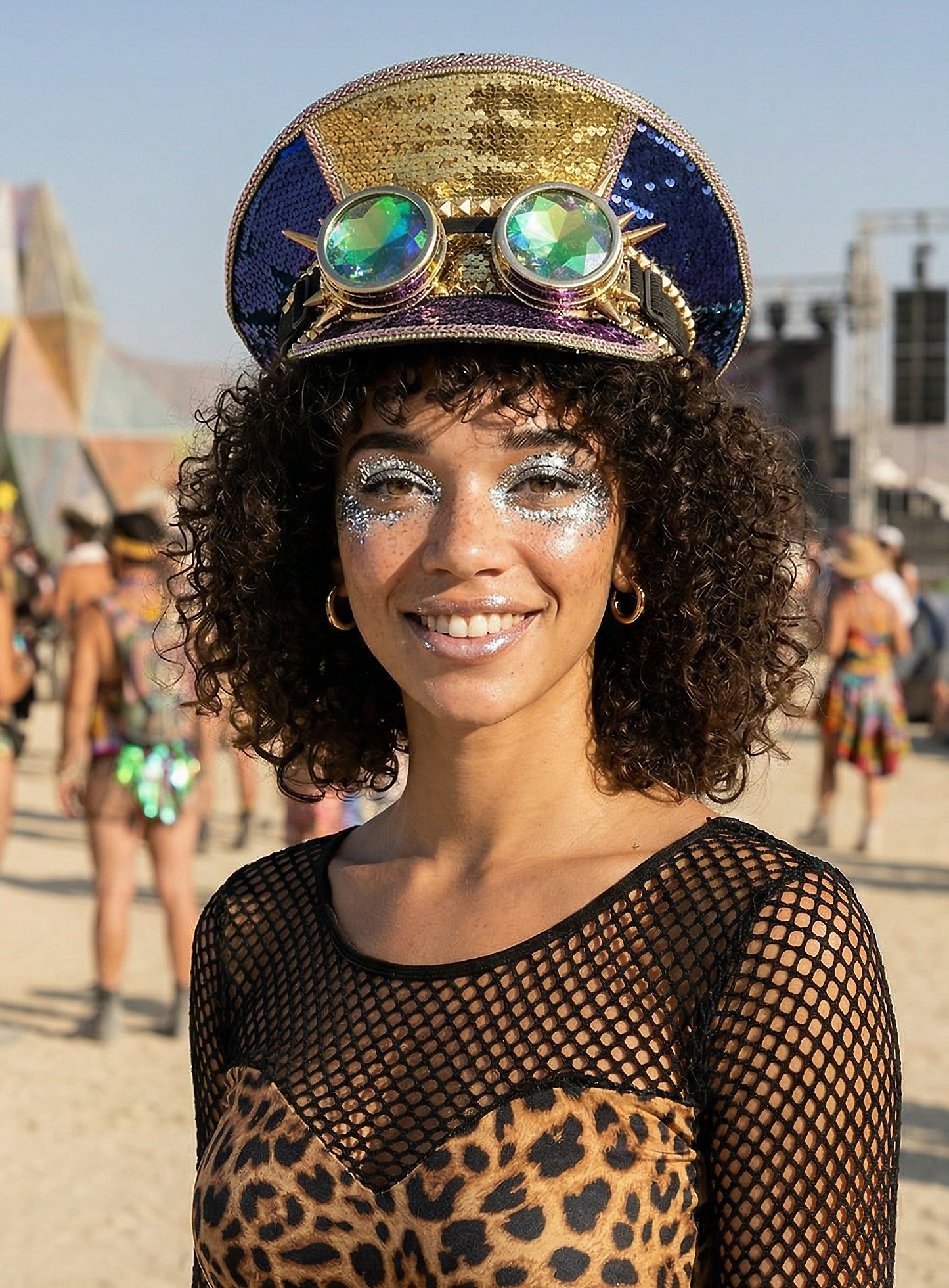 Gorra Brillante Con Gafas De Soldador