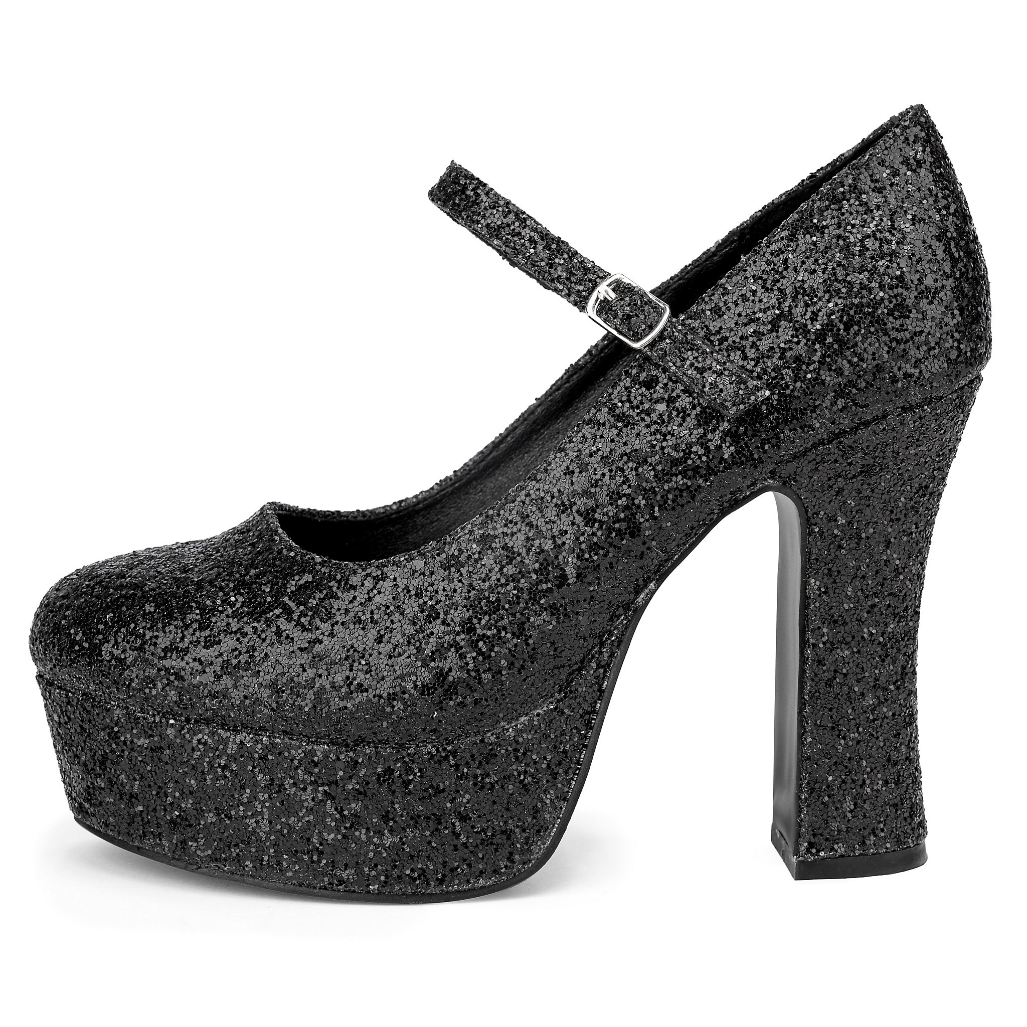 Scarpe con plateau glitter nero