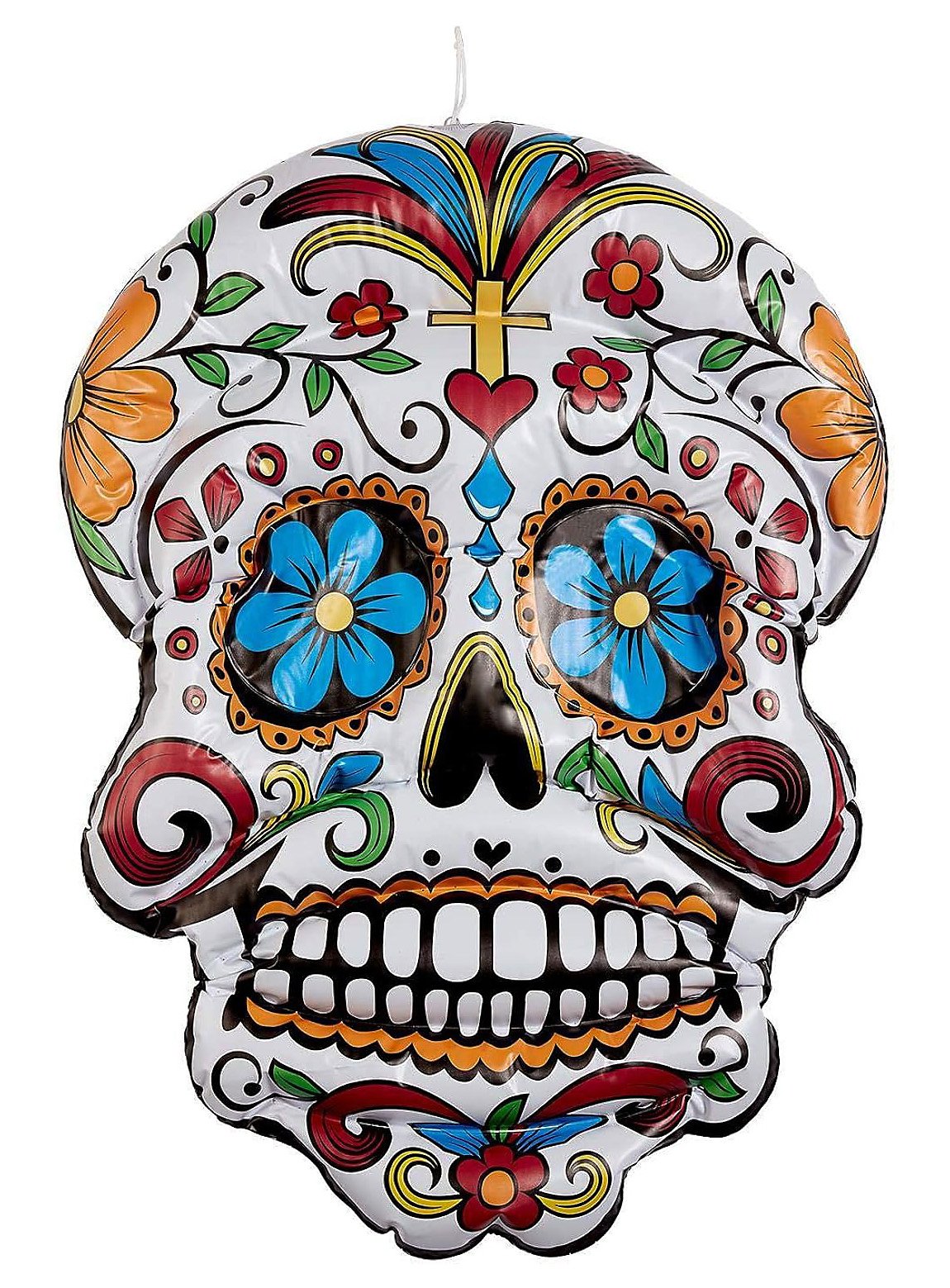 Aufblasbarer Sugar Skull | Halloween Deko | Farbe: Weiß
