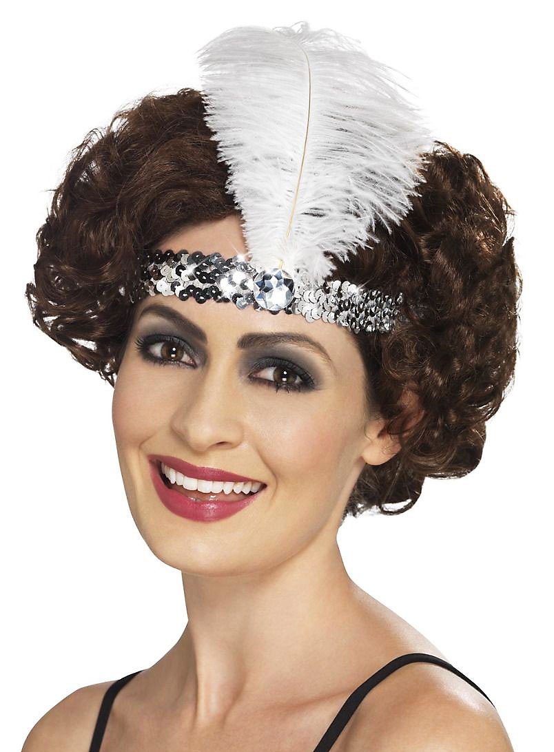 20s glitter headband white