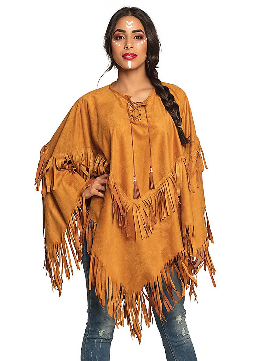 Poncho en similicuir avec franges
