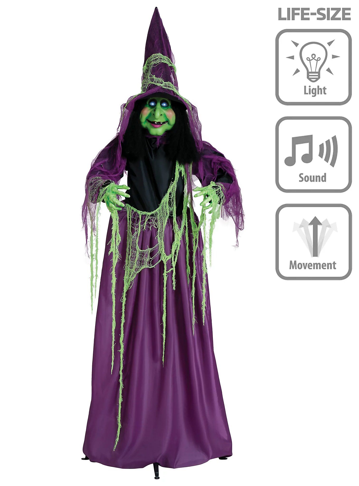 Strega spettrale viola - Decorazione di Halloween con suoni e animazioni