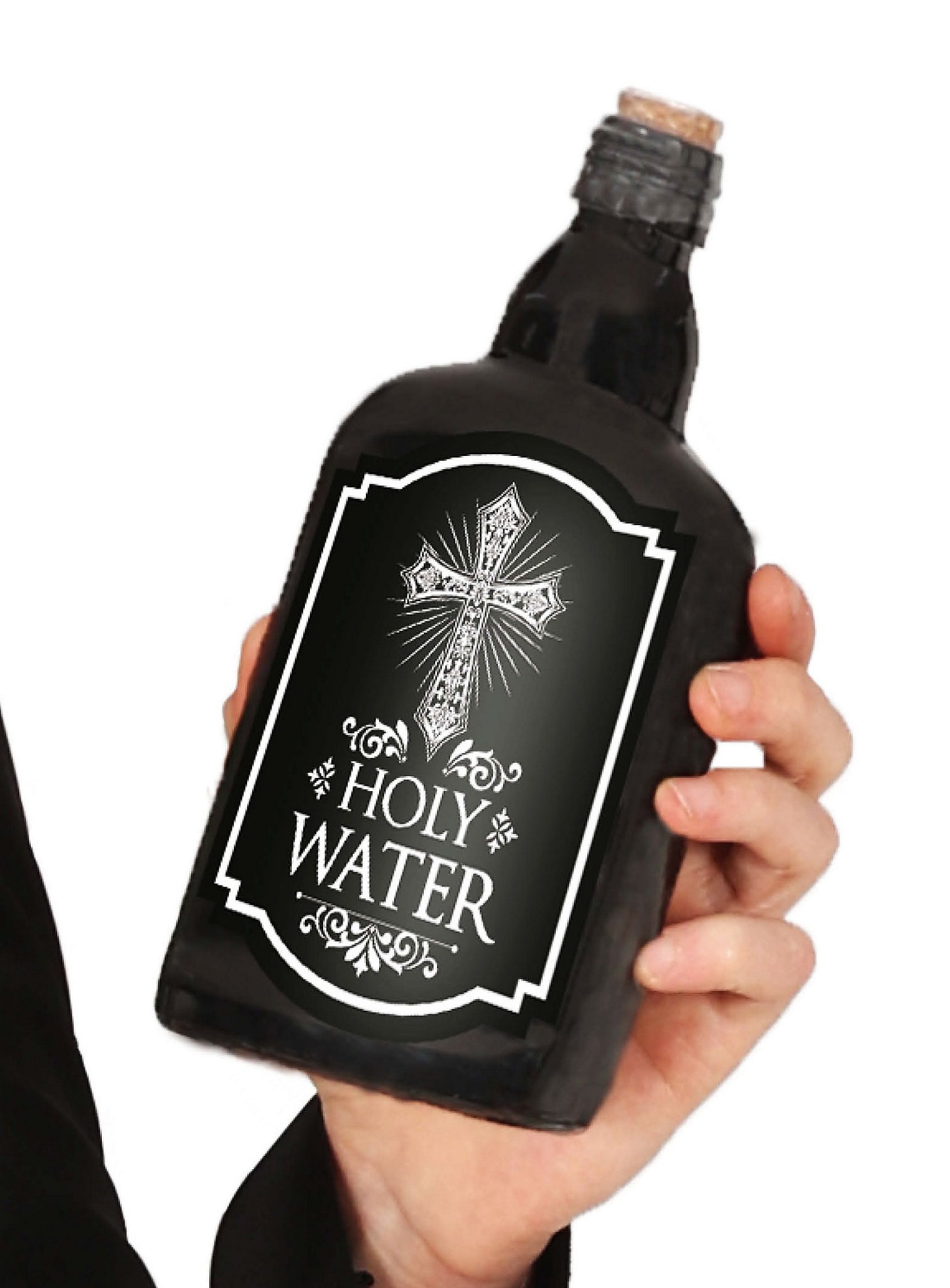 Bottiglia di acqua santa nera
