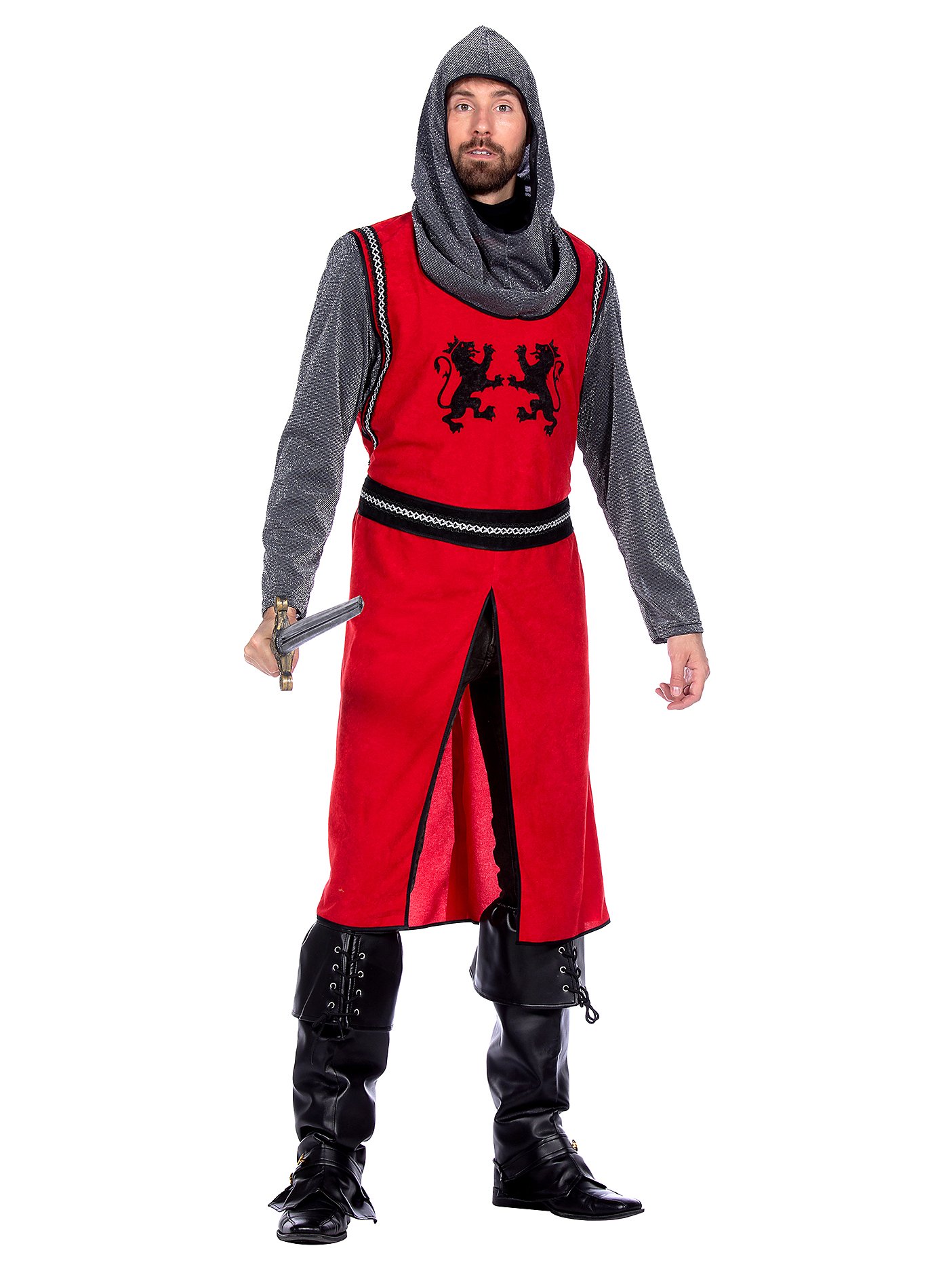 Medieval Knight Robe Gray-Red
