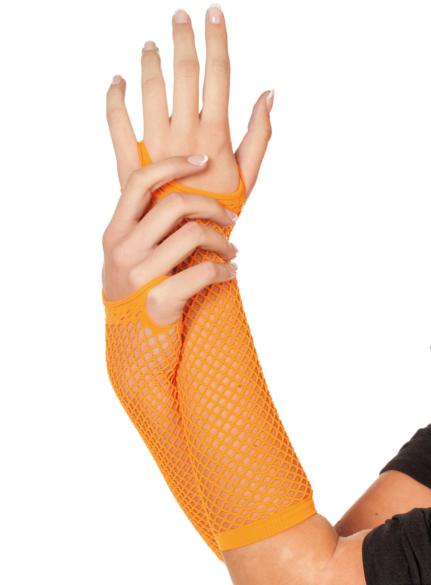 Guantes De Red Sin Dedos Naranja Neón