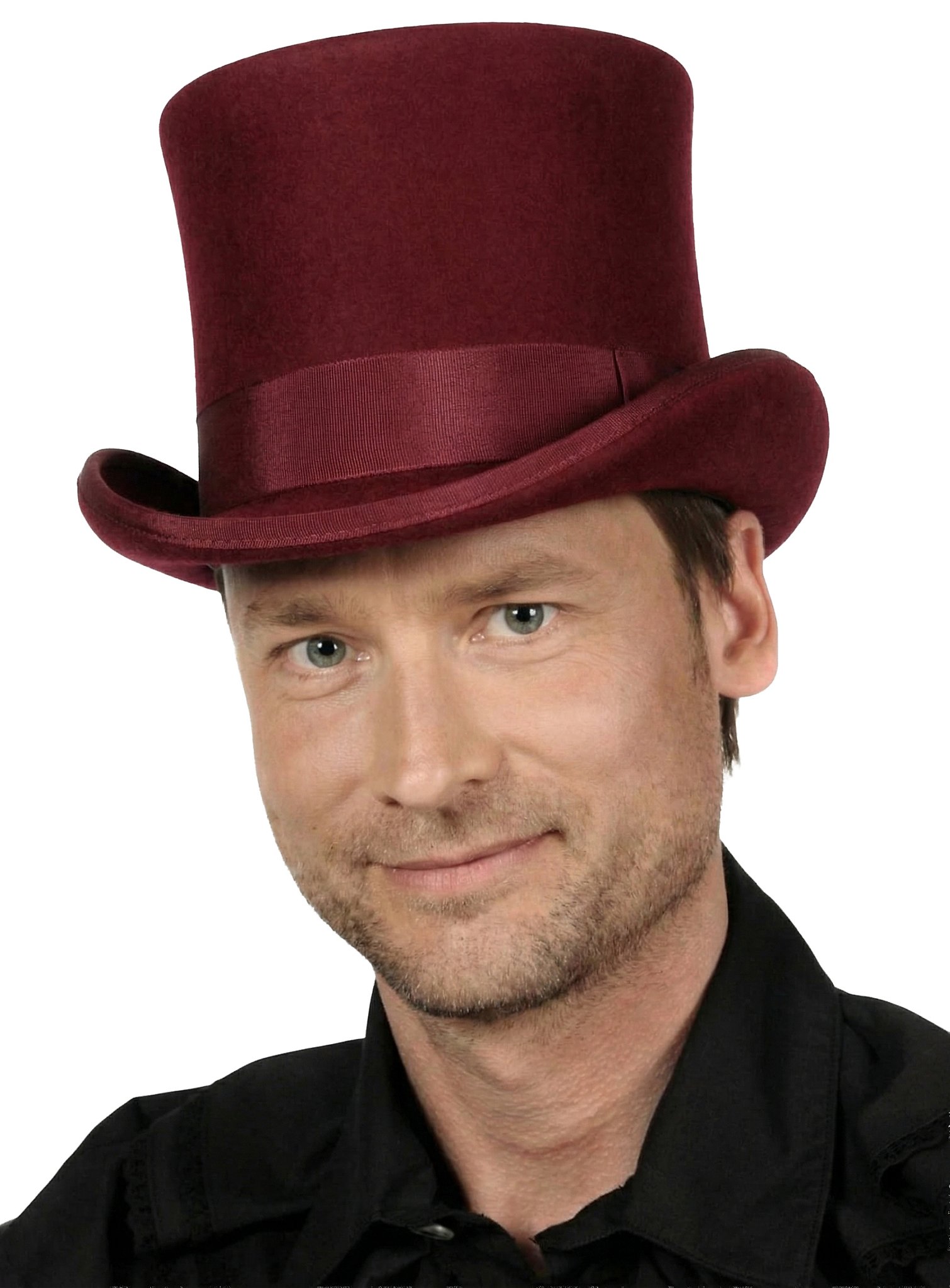 Hoge hoed van echte wol bordeaux - 14 cm