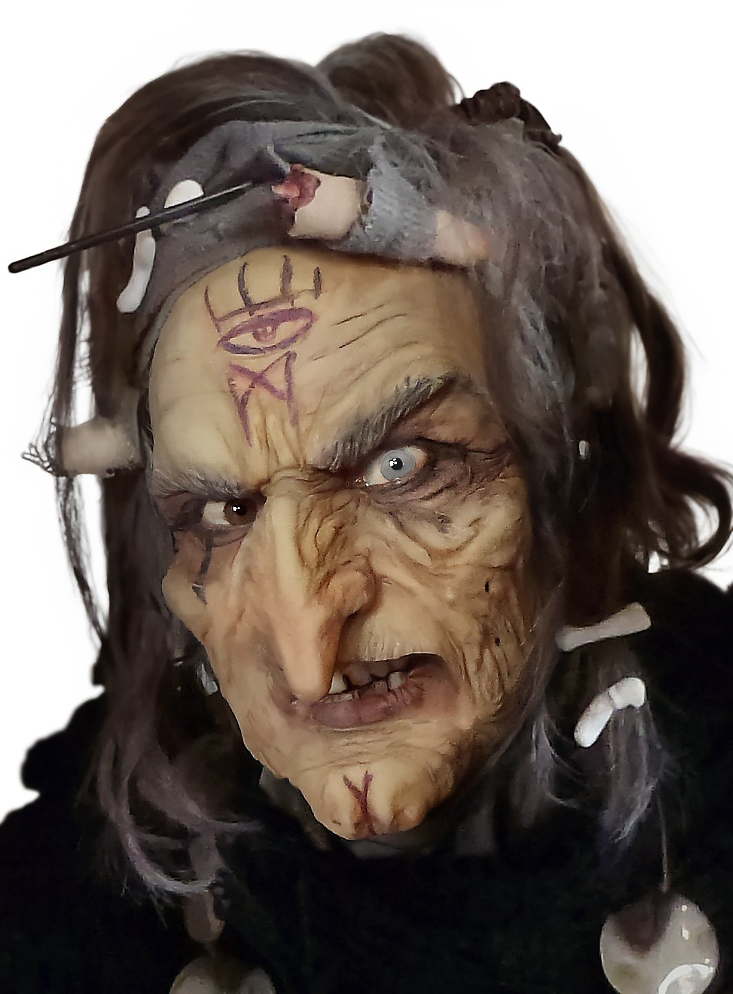 Nasty Old Witch Latex Mask to stick on