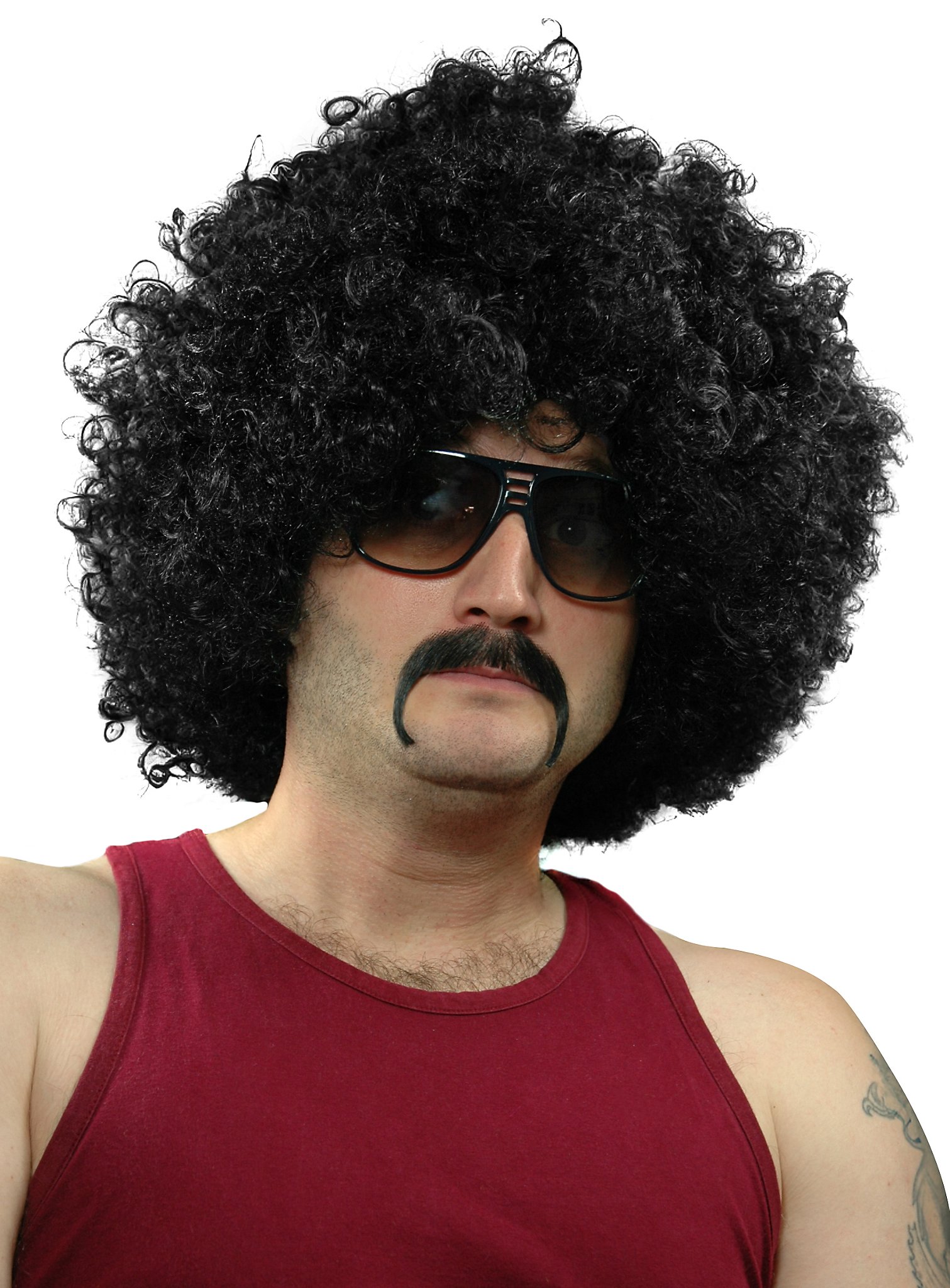 70s Disco Checker Real Hair Beard, Black