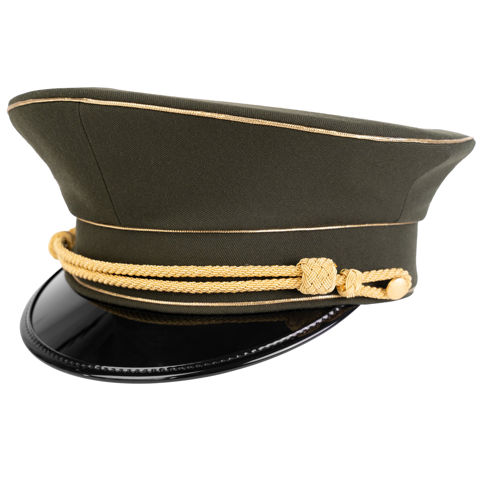 Military Cap – Green with Triple Gold Piping
