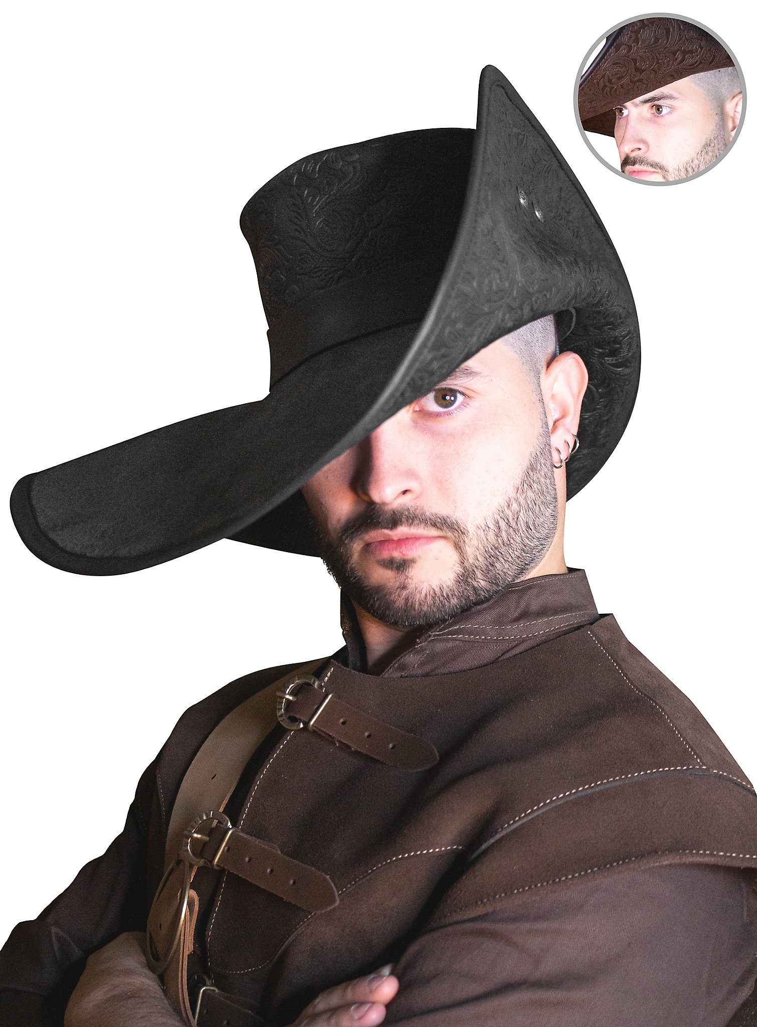 Chapeau de mousquetaire en cuir - Toledano deluxe