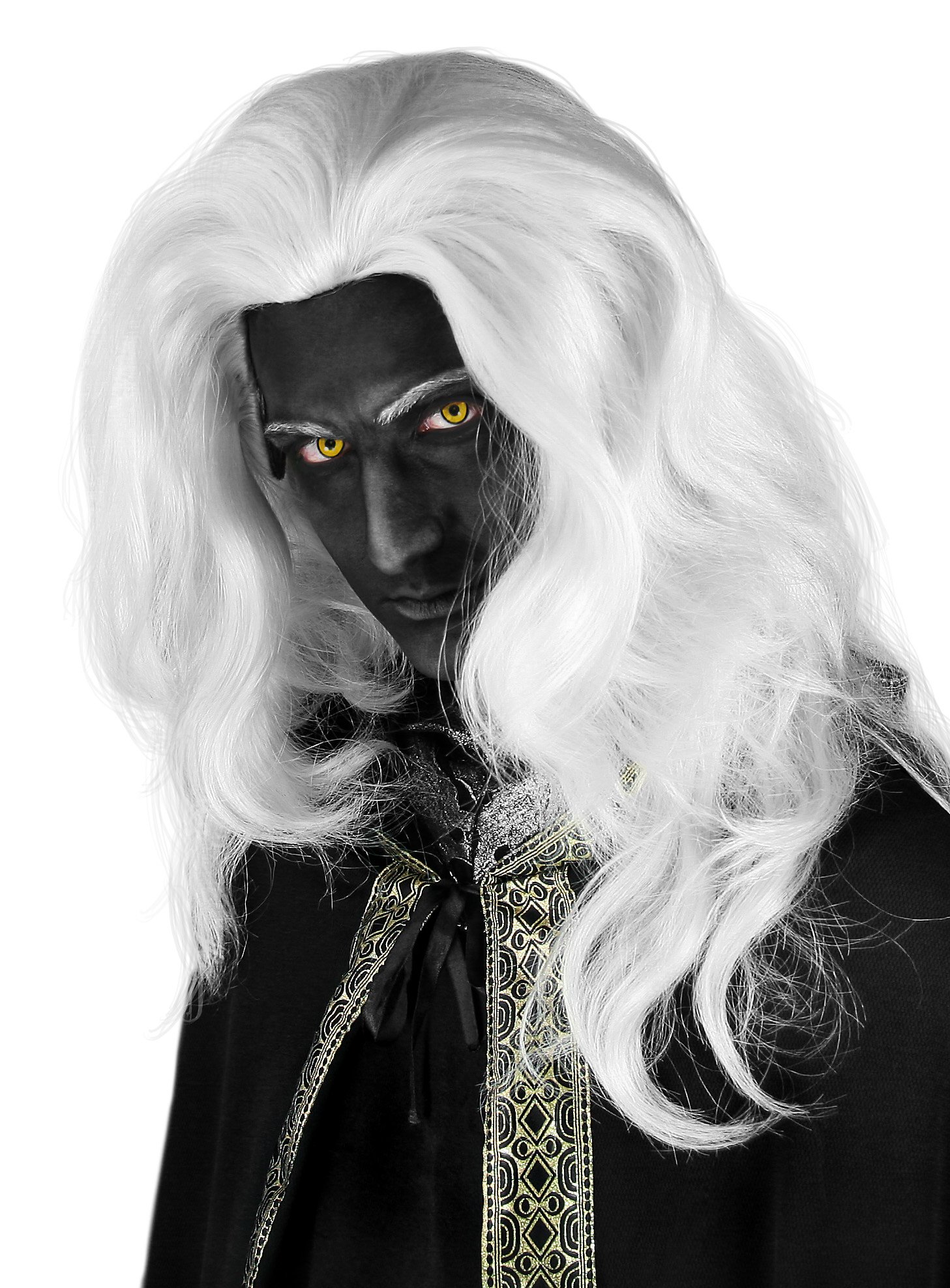 Füllige Langhaarperücke glatt weiß