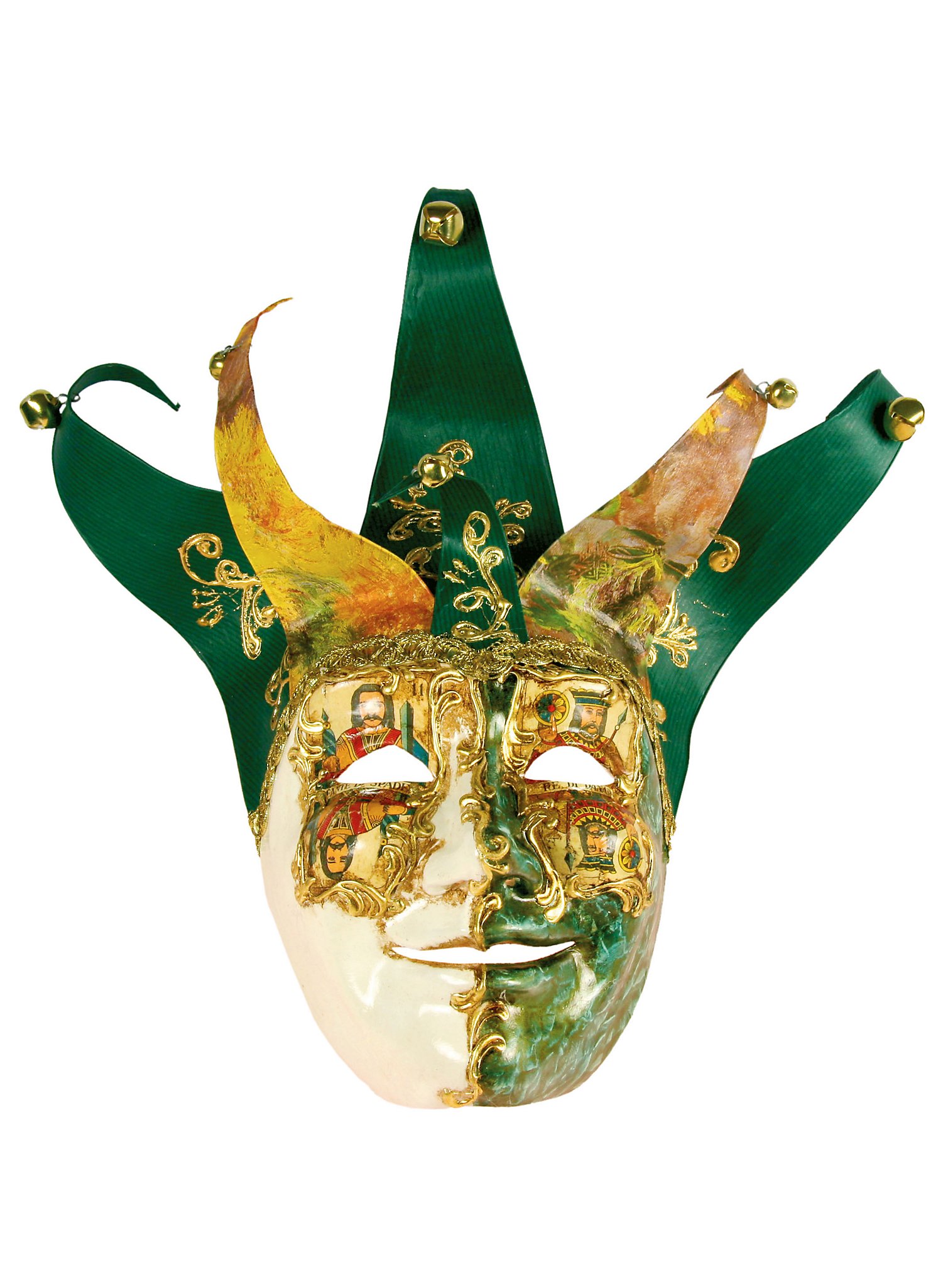 Jolly Carte Maschile verde bianco - Venezianische Maske
