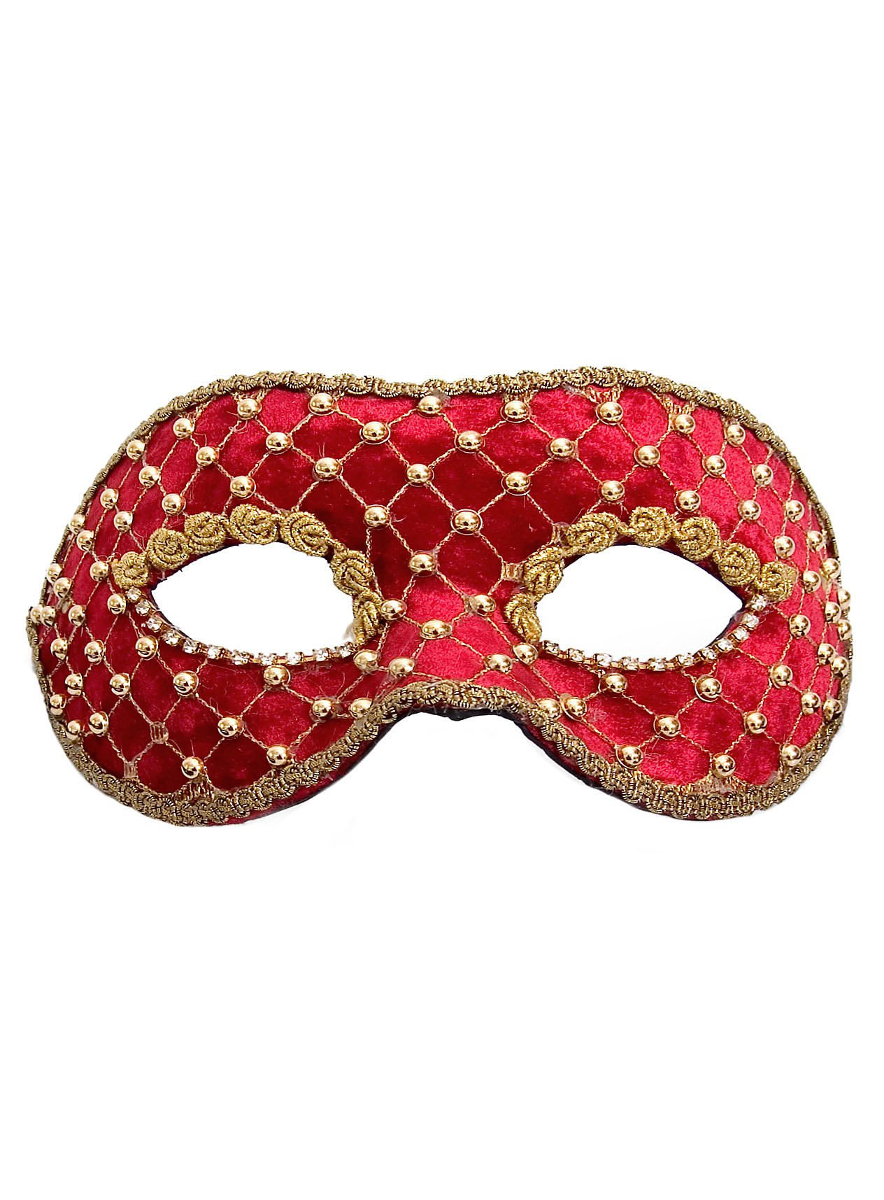 Colombina Fluweel Rood Goud Venetiaanse Masker