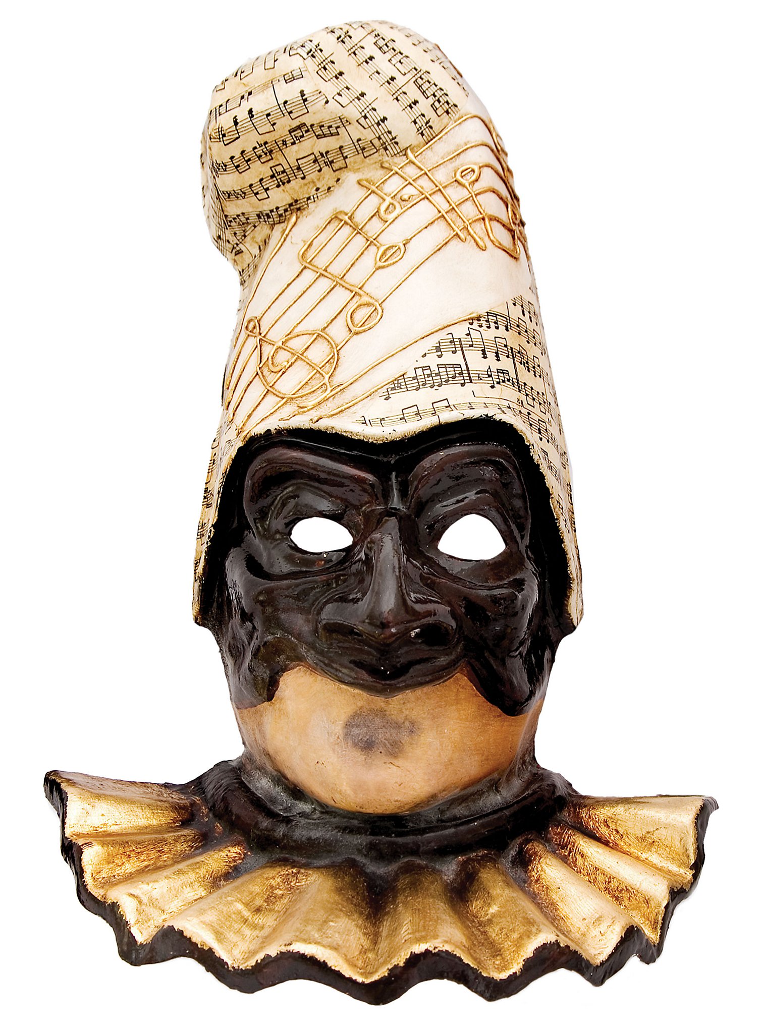Pulcinella nera con capello musica Masque vénitien