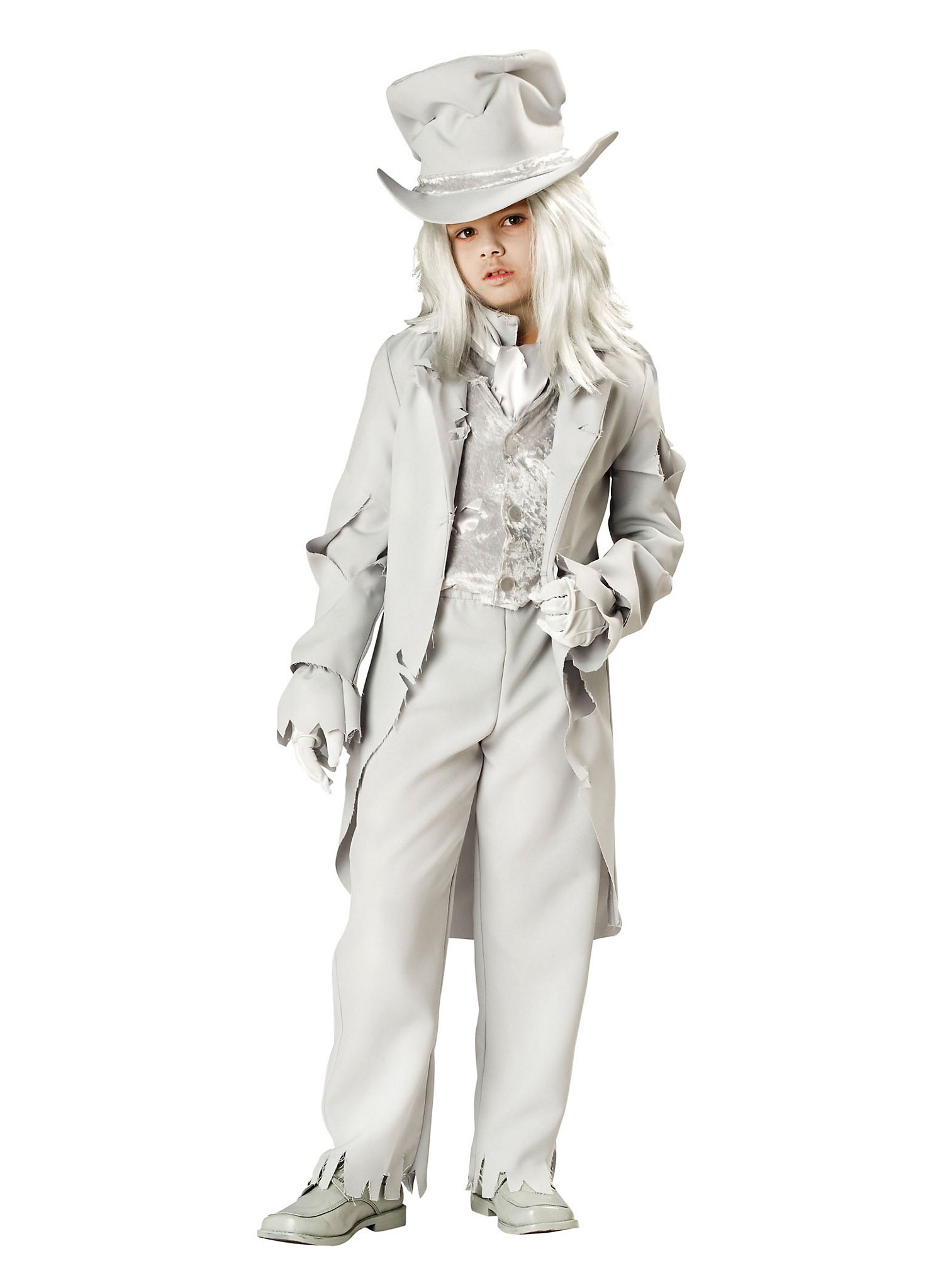 Schlossgespenst Kinderkostüm | Halloween Kostüm für Kinder | Größe: 98-104 | Farbe: Grau