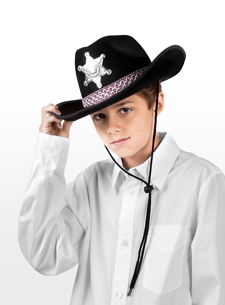 Sheriffhut schwarz für Kinder | Halloween Kostüm für Kinder | Größe: | Farbe: Schwarz