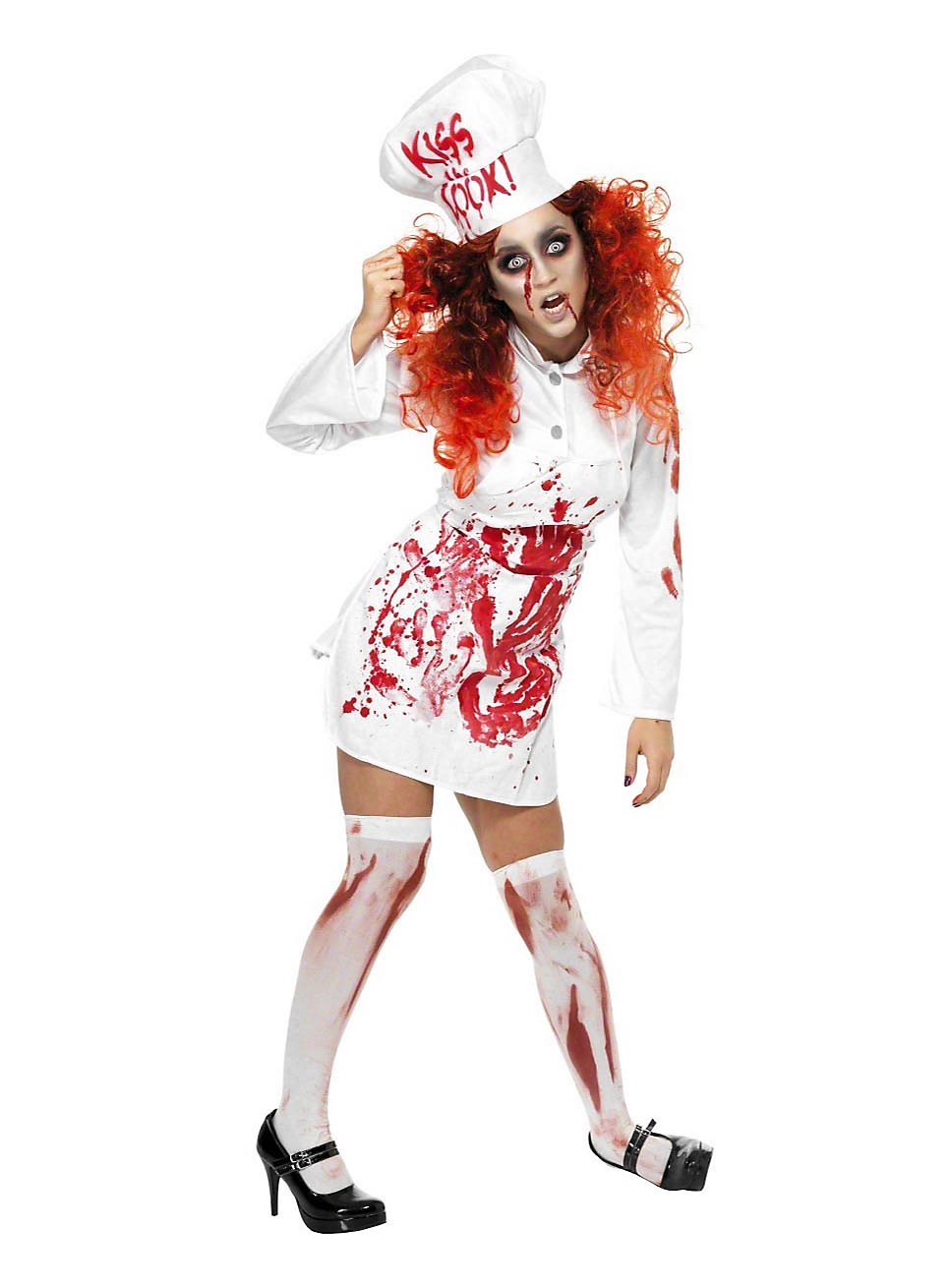 Zombie Köchin Kostüm | Zombie Kostüm für Damen | Größe: | Farbe: Weiß