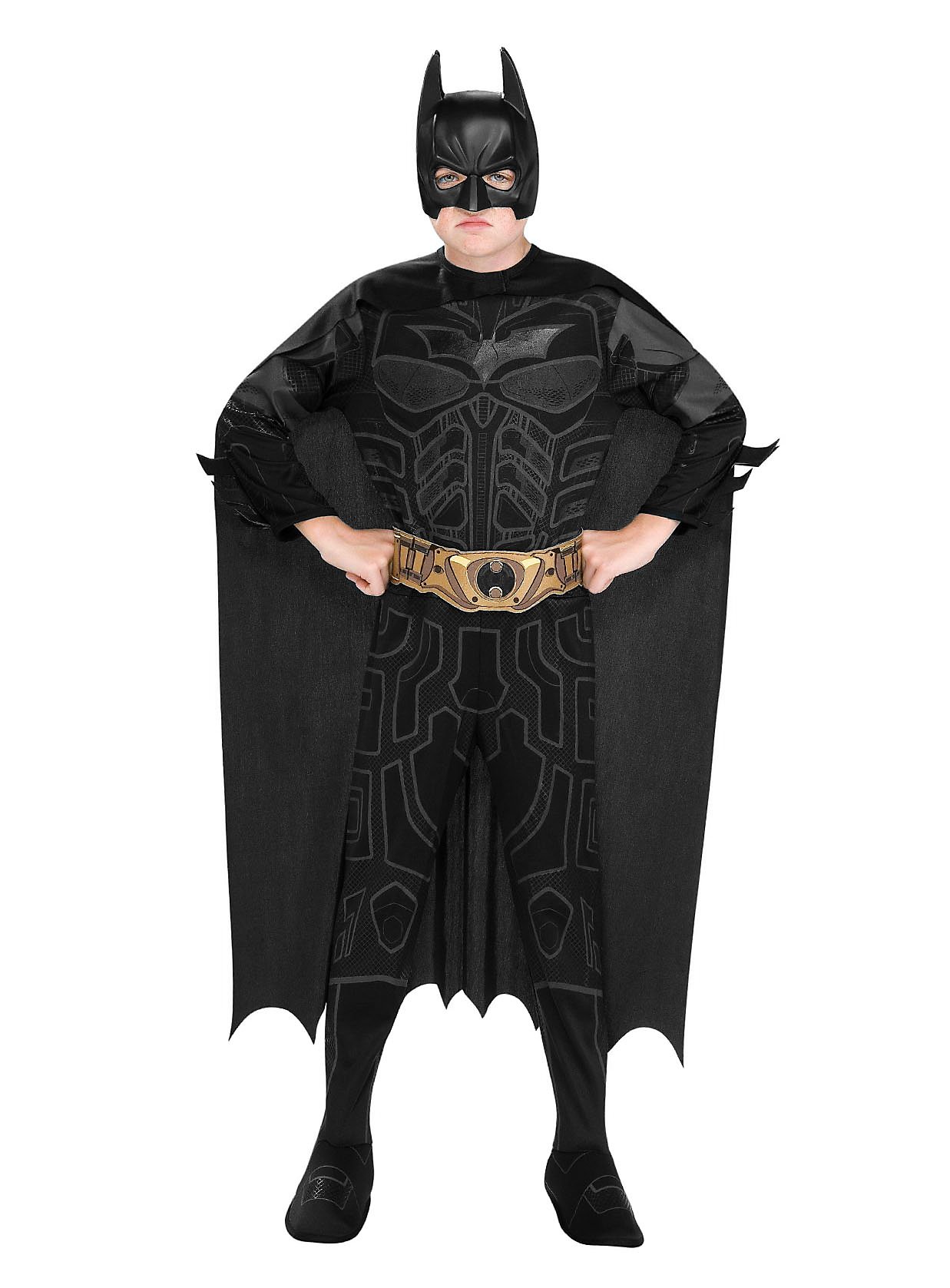 Batman The Dark Knight Rises Kostüm für Kinder | Halloween Kostüm für Jungs | Größe: 128 | Farbe: Schwarz