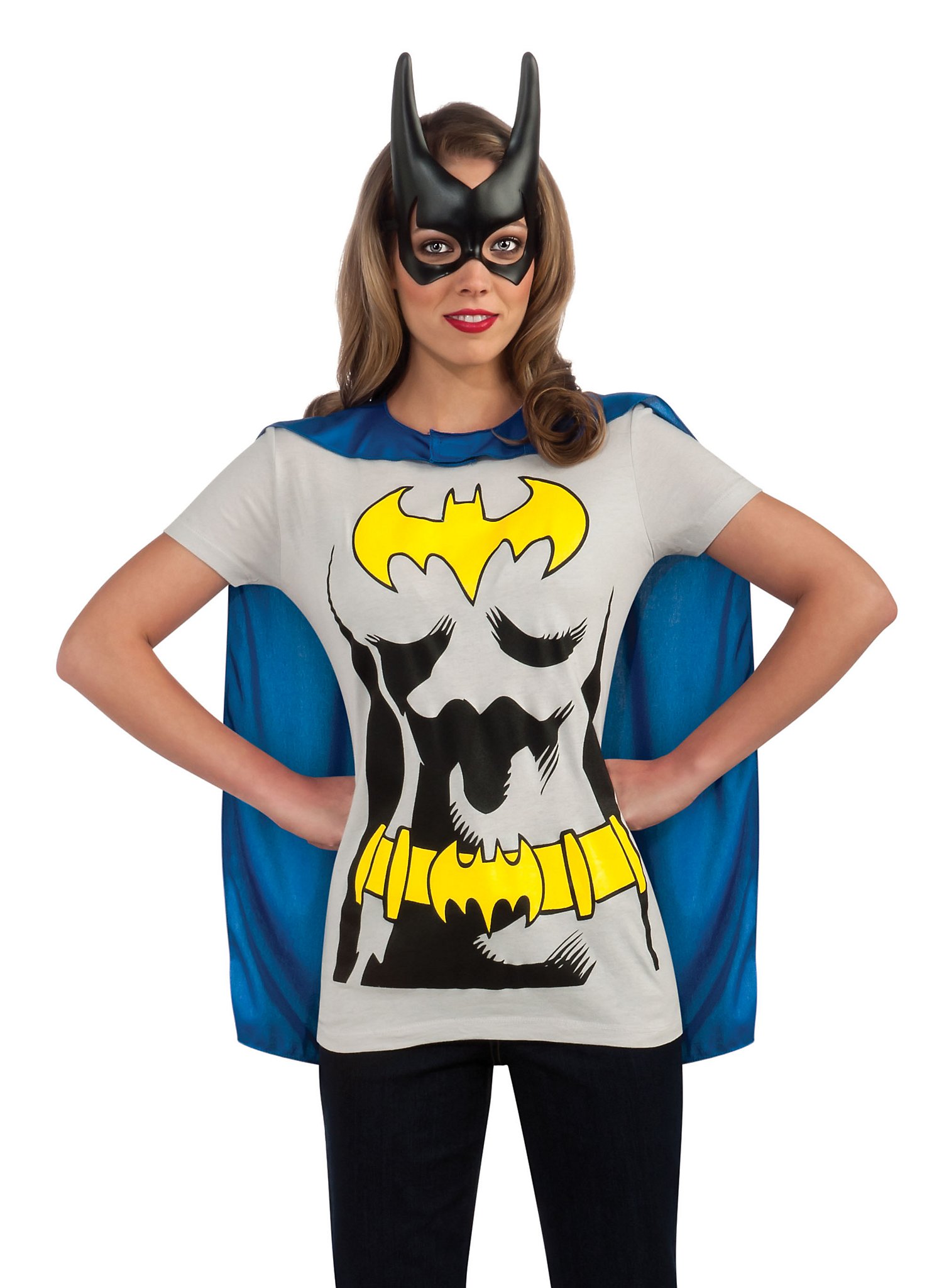 Batgirl Fan-Set | Superhelden Kostüm für Damen | Größe: XL | Farbe: Grau