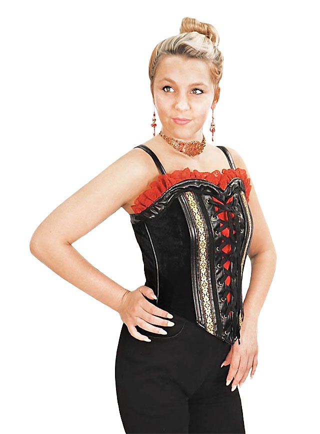 Corsage Piratenkönigin | Piratenkostüm für Damen | Größe: S | Farbe: Schwarz