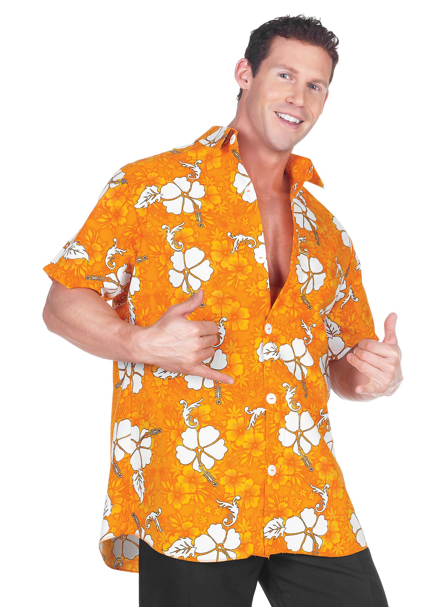 Chemise hawaïenne orange