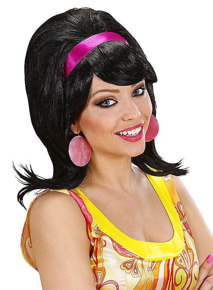 60's ladies wig backcombed black