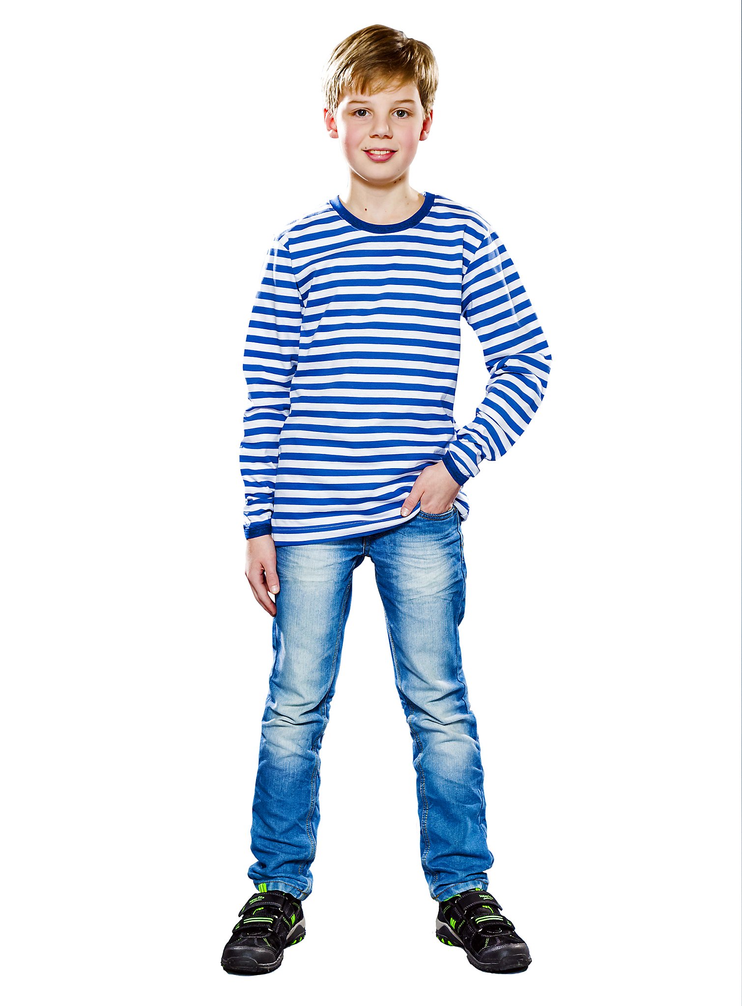 Gestreept Shirt Voor Kinderen Lange Mouw Blauw-Wit