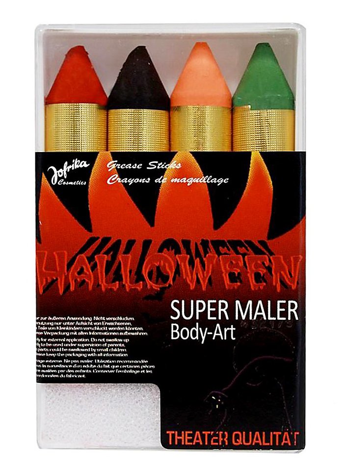 Vier Halloween Schminkstifte extra dick Vier Halloween Schminkstifte extra dick